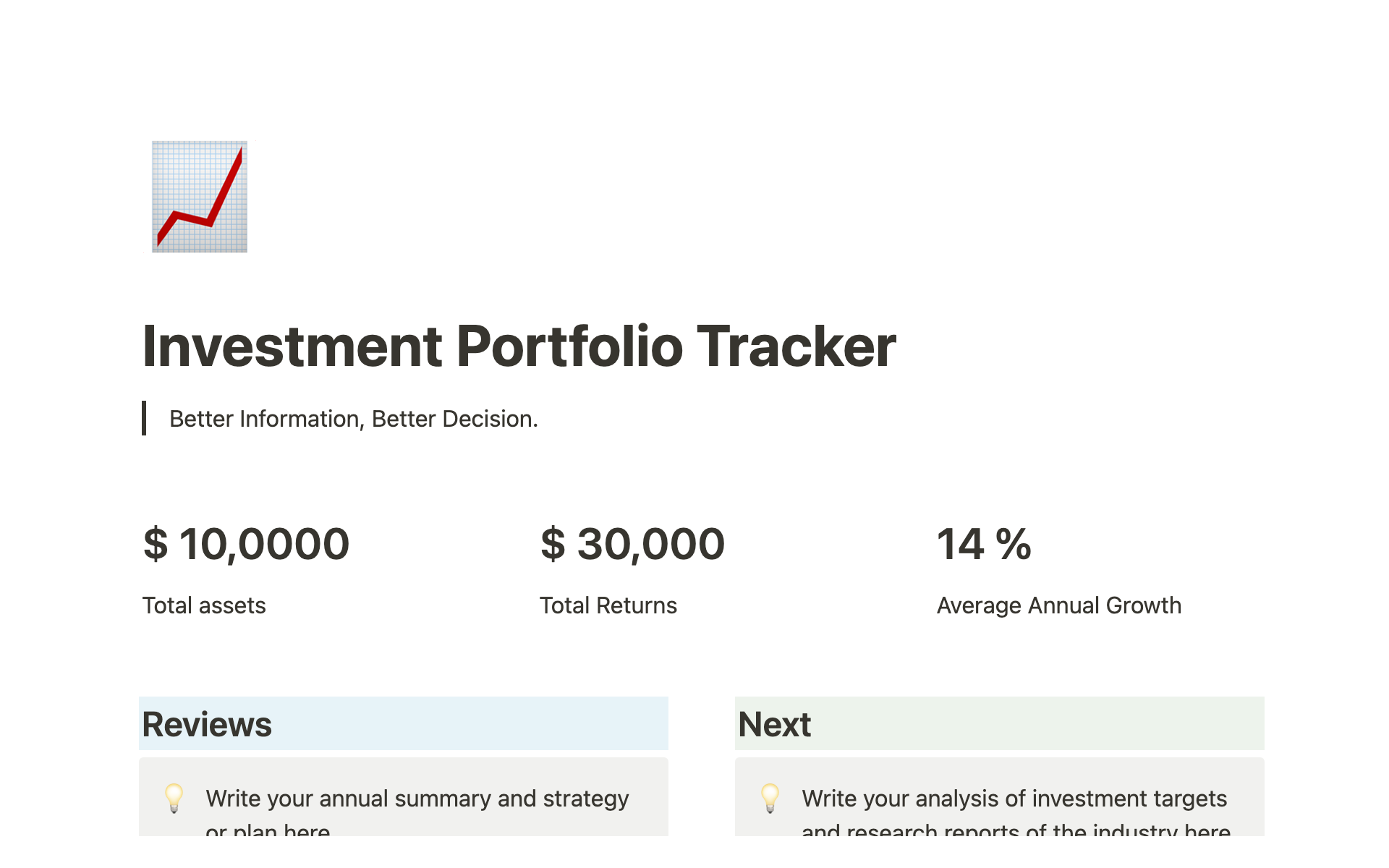 Vista previa de plantilla para Investment Portfolio Management