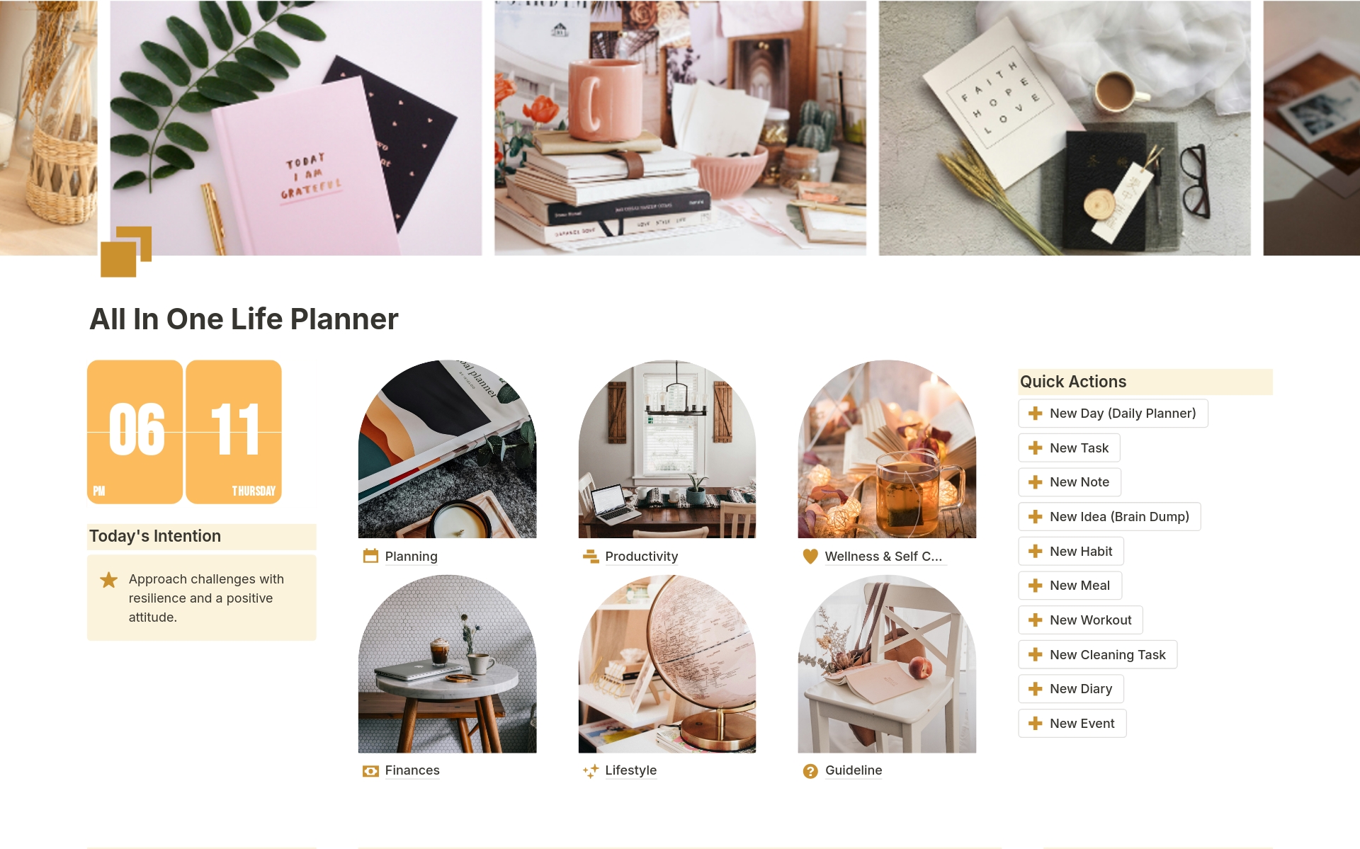 A template preview for All In One Life Planner