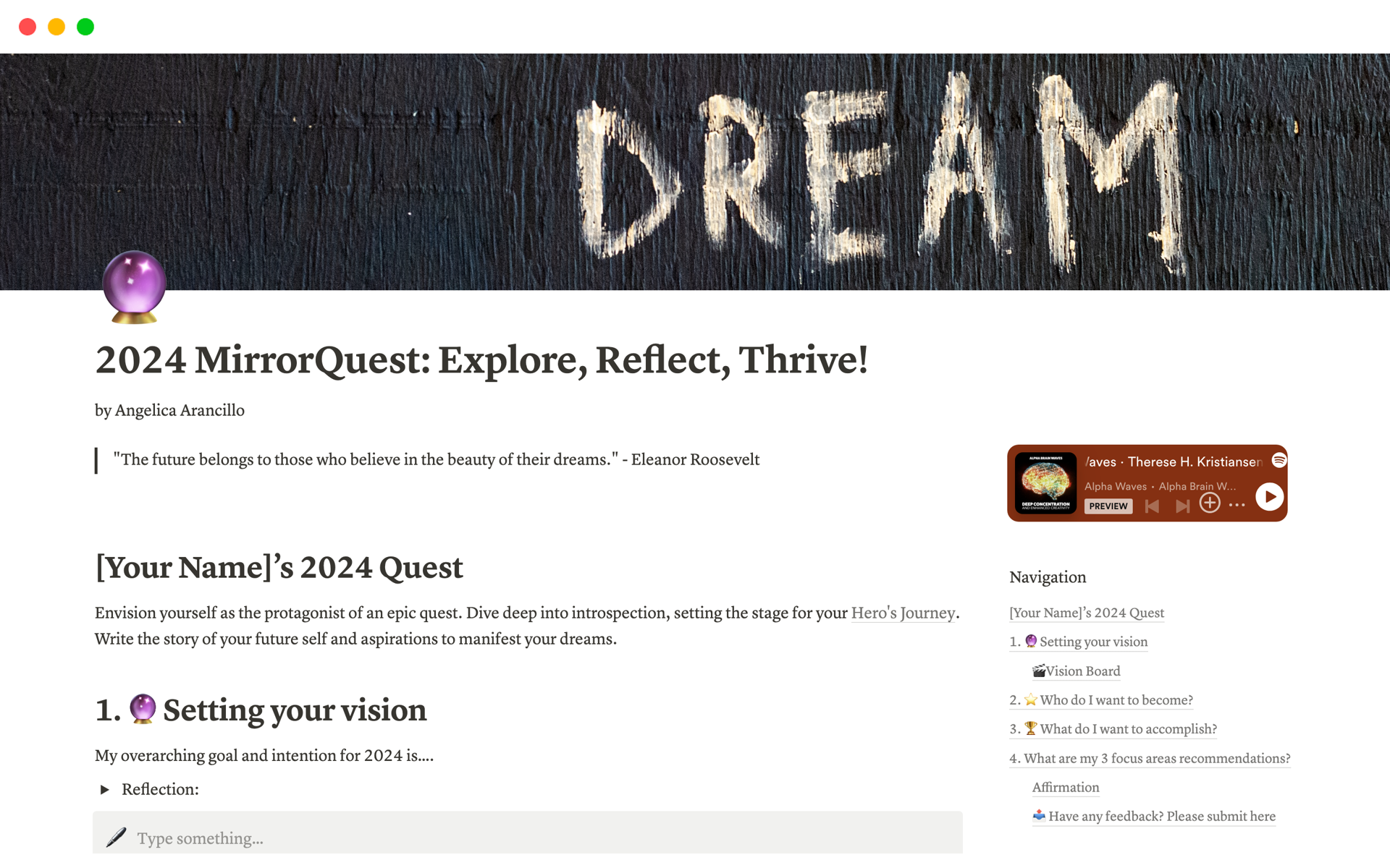 A template preview for 2024 MirrorQuest: Explore, Reflect, Thrive!