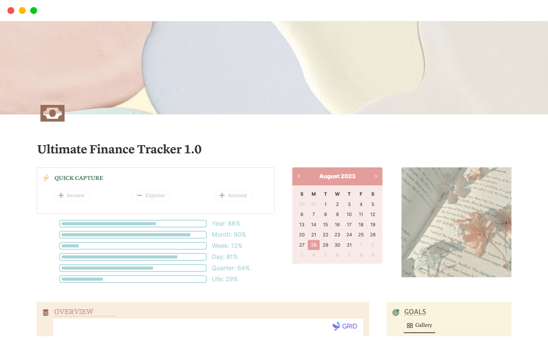 Vista previa de plantilla para Ultimate Finance Tracker