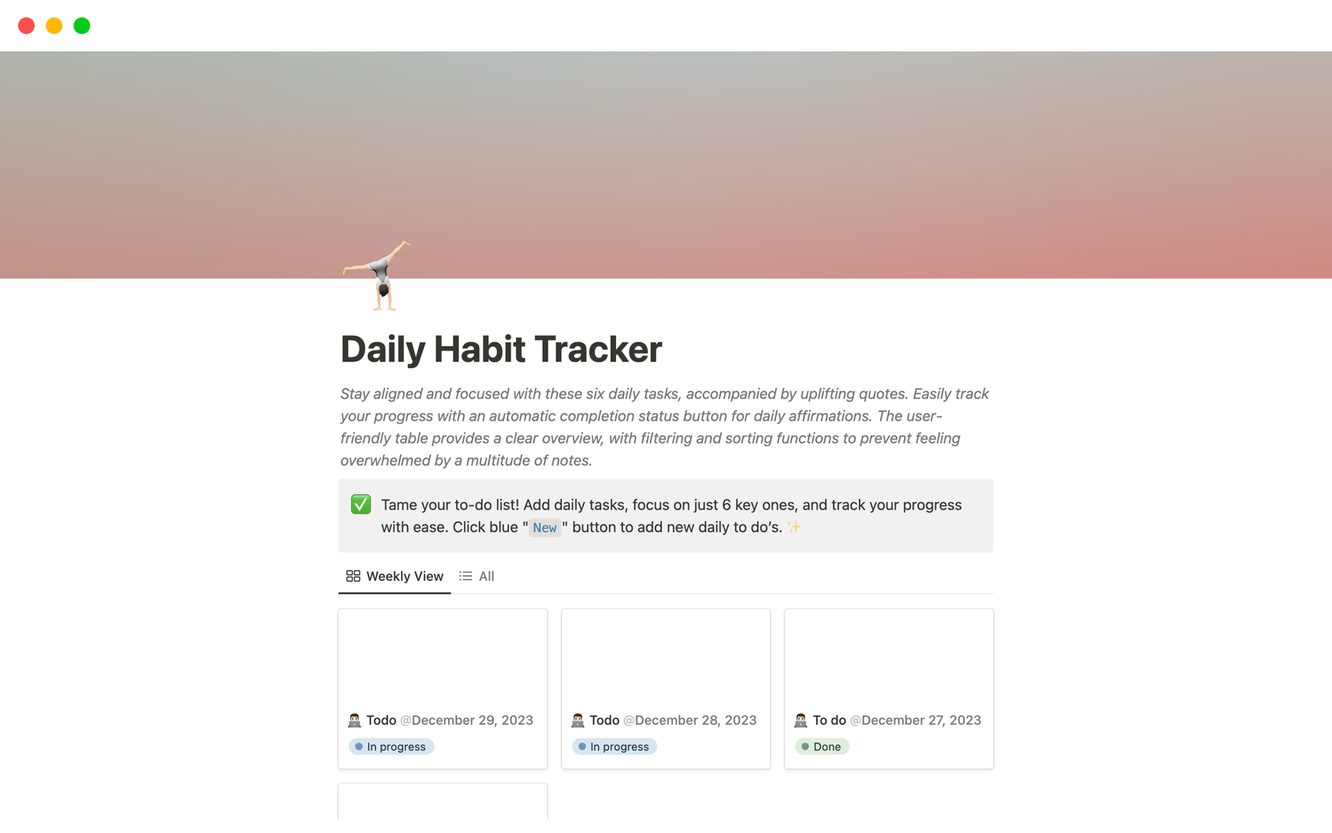 Eine Vorlagenvorschau für Daily Habit Tracker