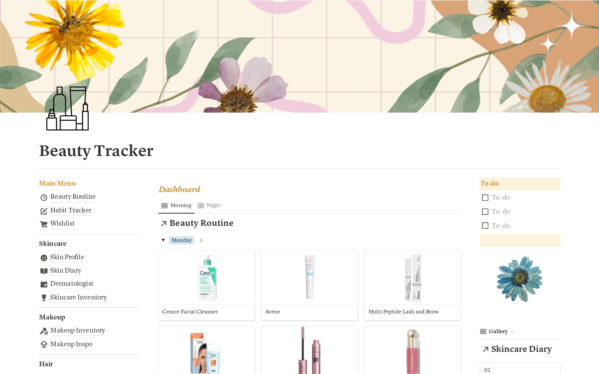 Are you passionate about skincare, makeup, and personal grooming? Our Beauty Tracker Notion Template is the ultimate tool to elevate your beauty routine and help you achieve your beauty goals.