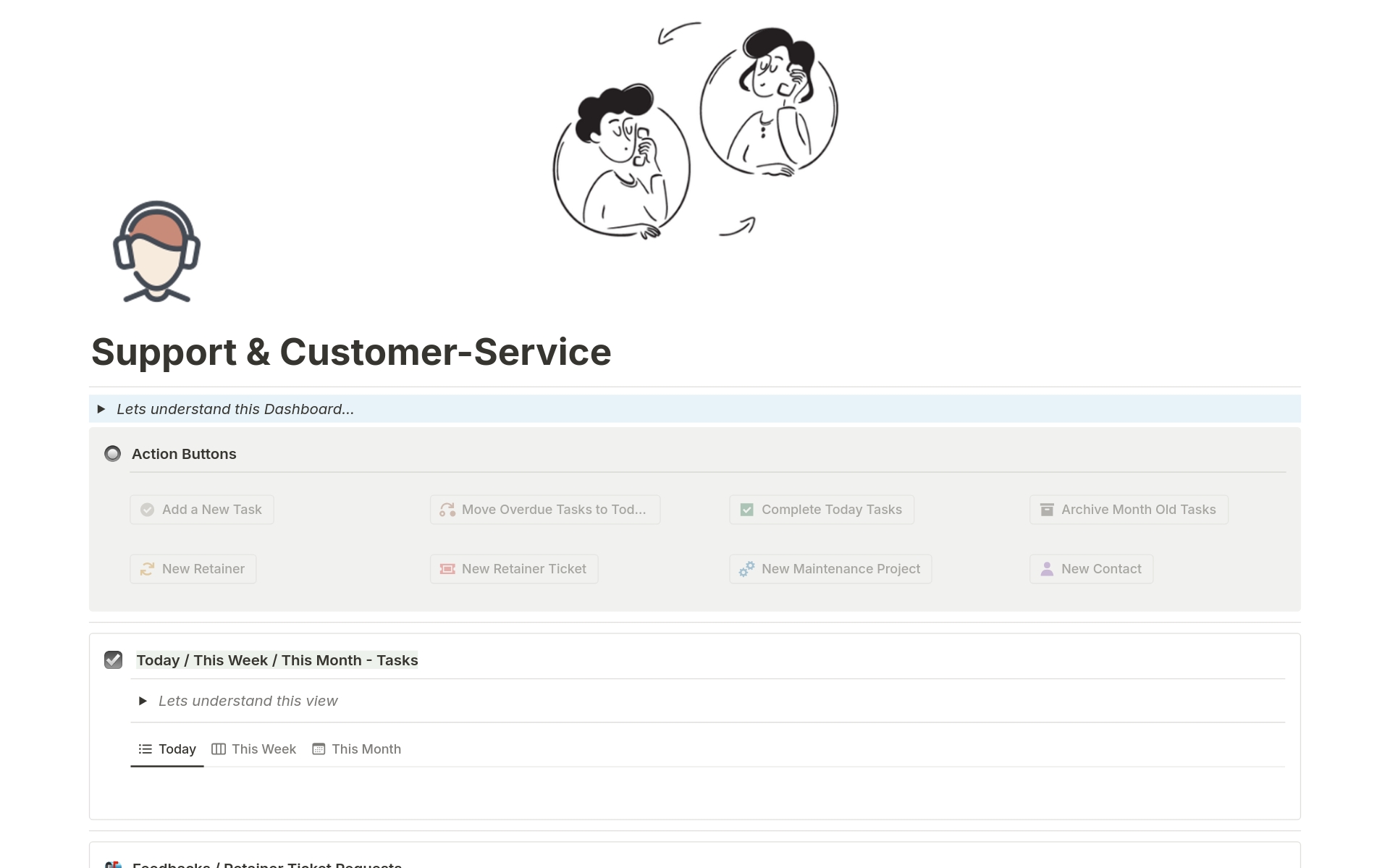 Vista previa de una plantilla para Support & Customer-Service 