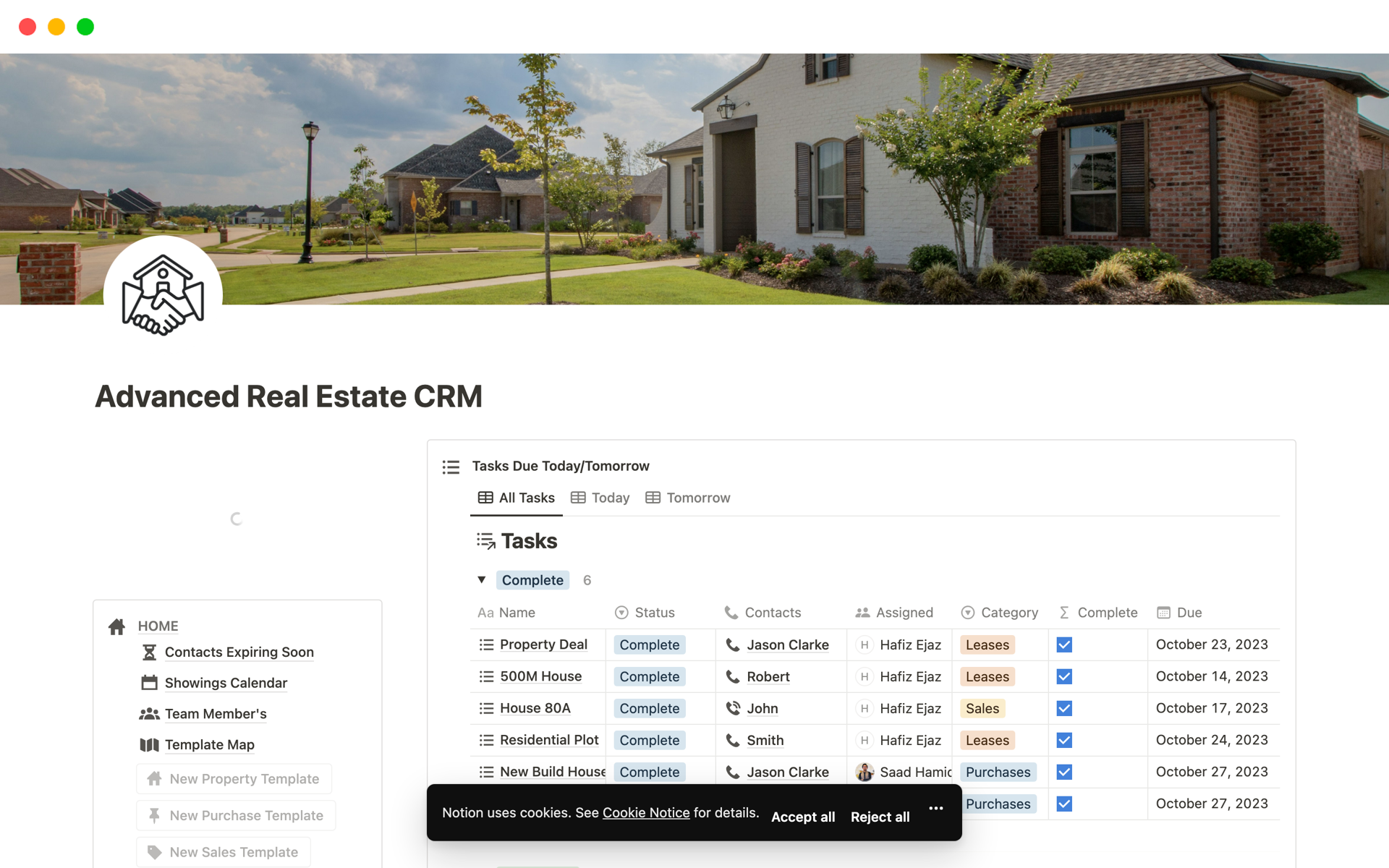 A template preview for Advanced Real Estate CRM