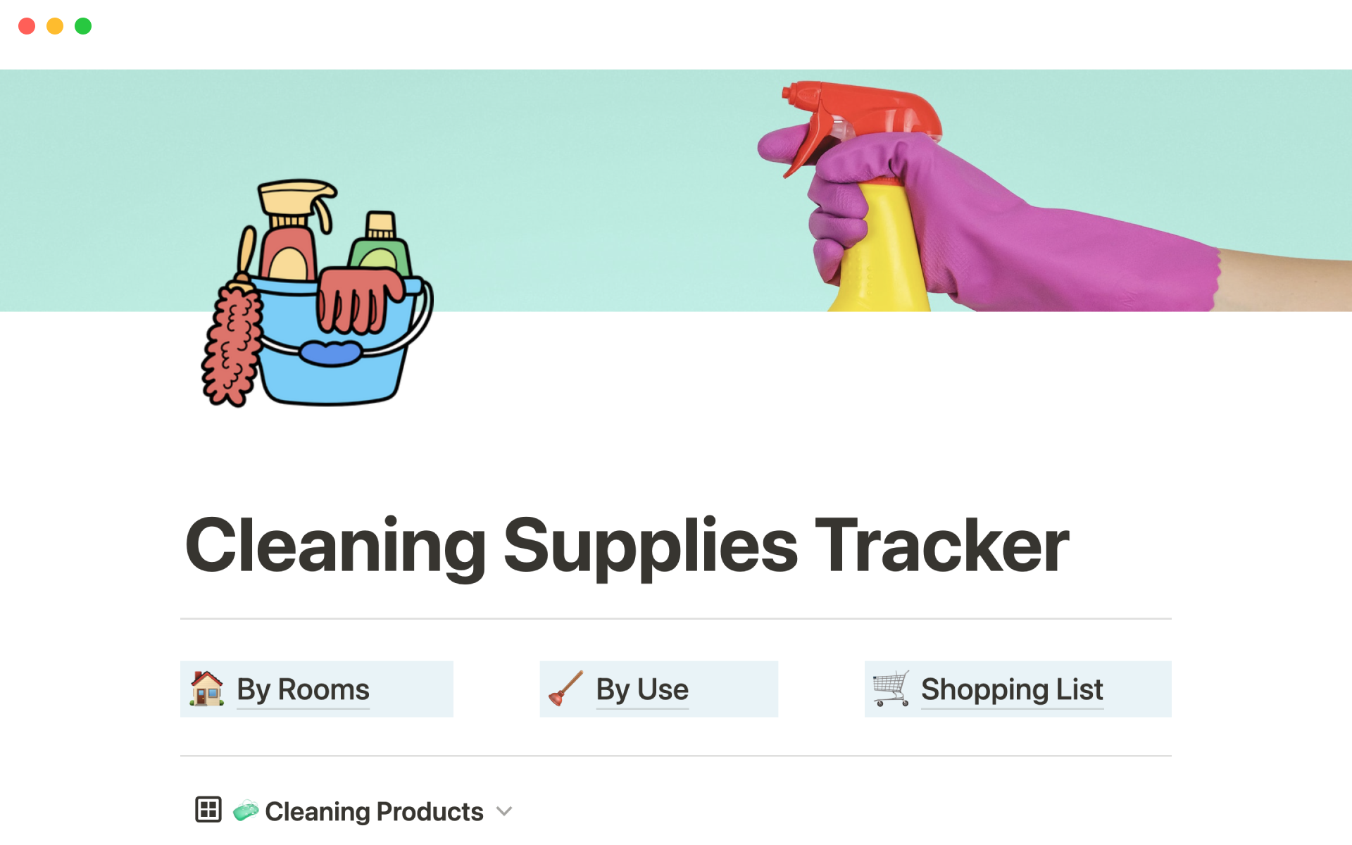 A template preview for Cleaning supplies tracker