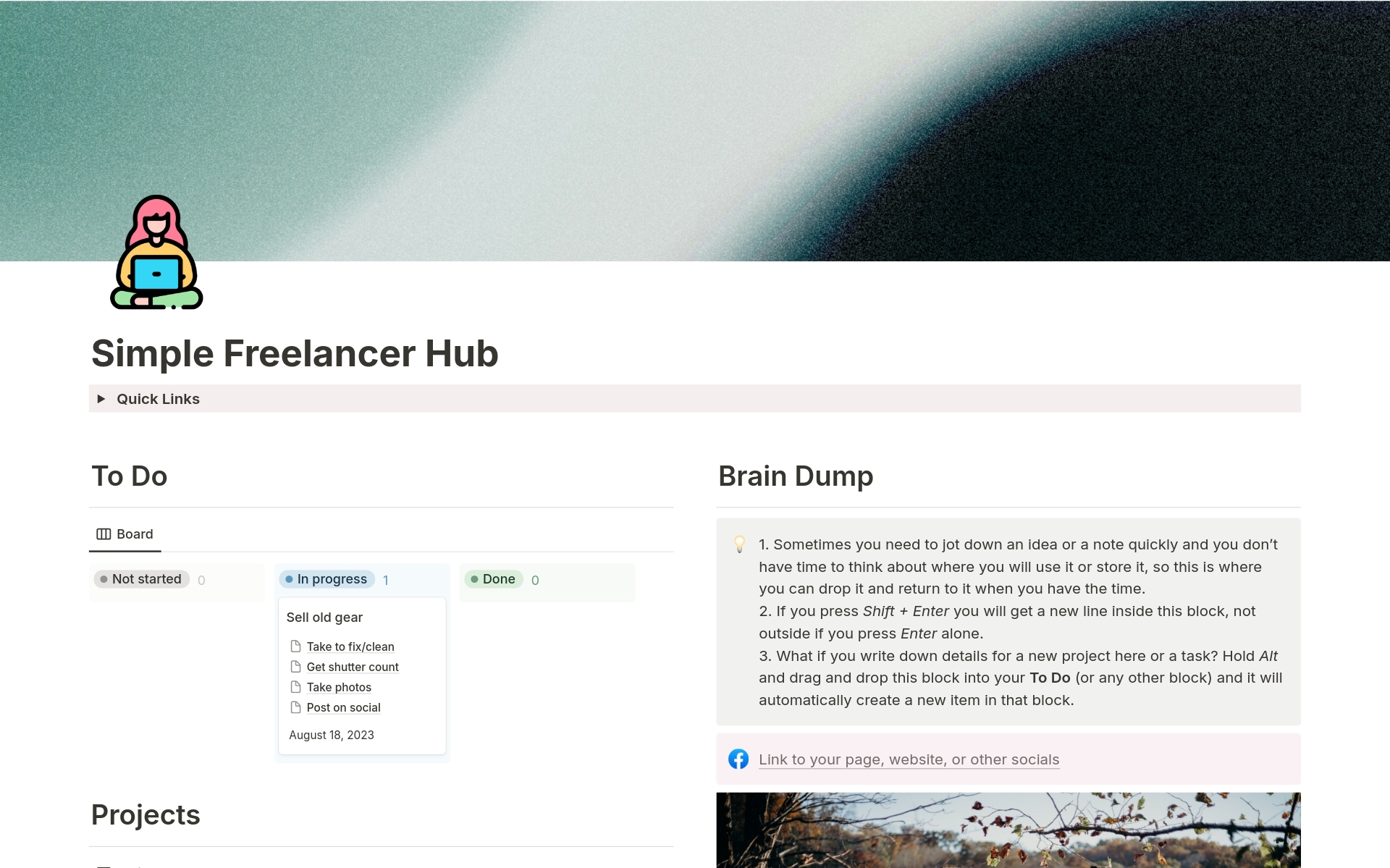 A template preview for Simple Freelancer Hub