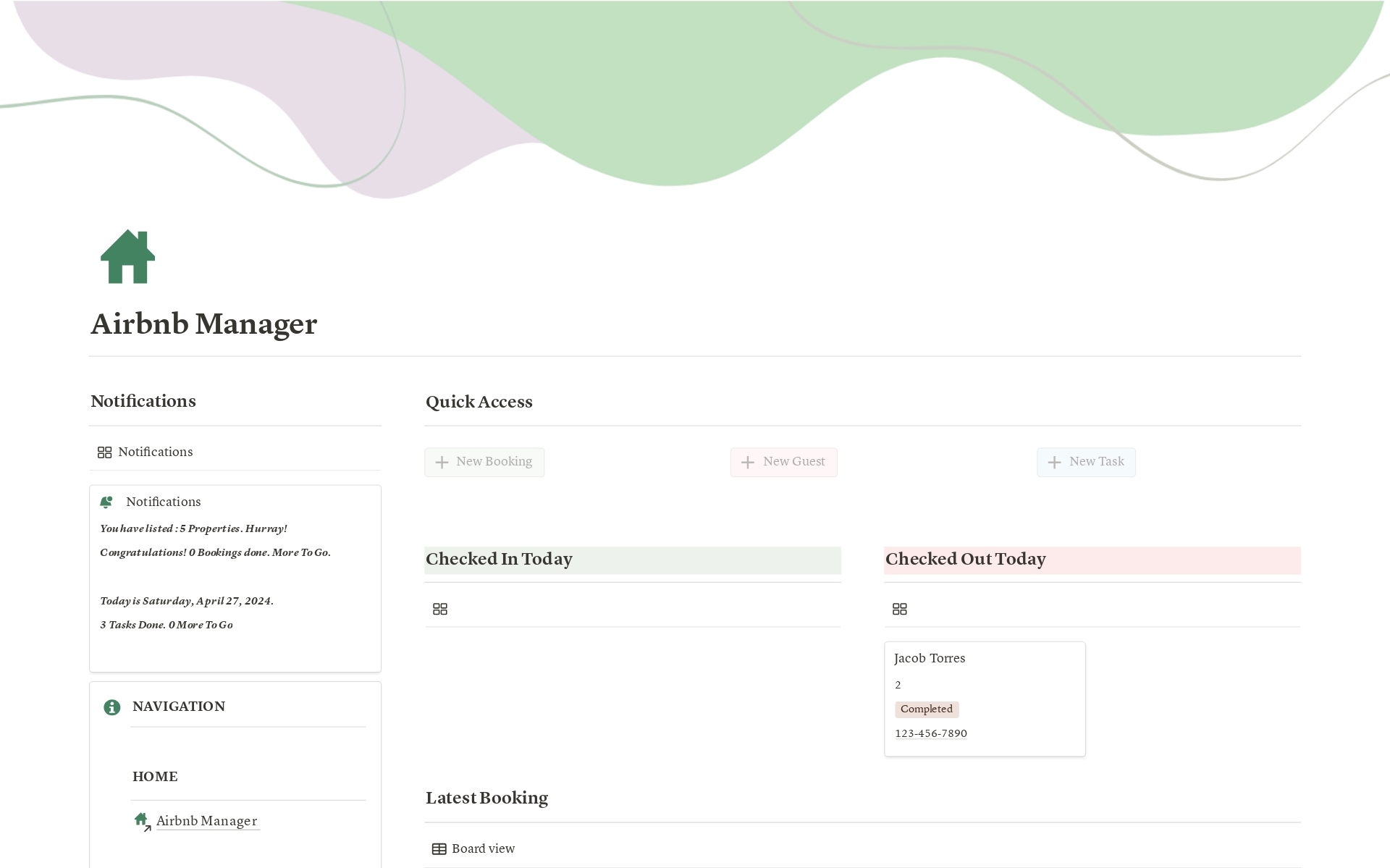 A template preview for Ultimate Airbnb Manager