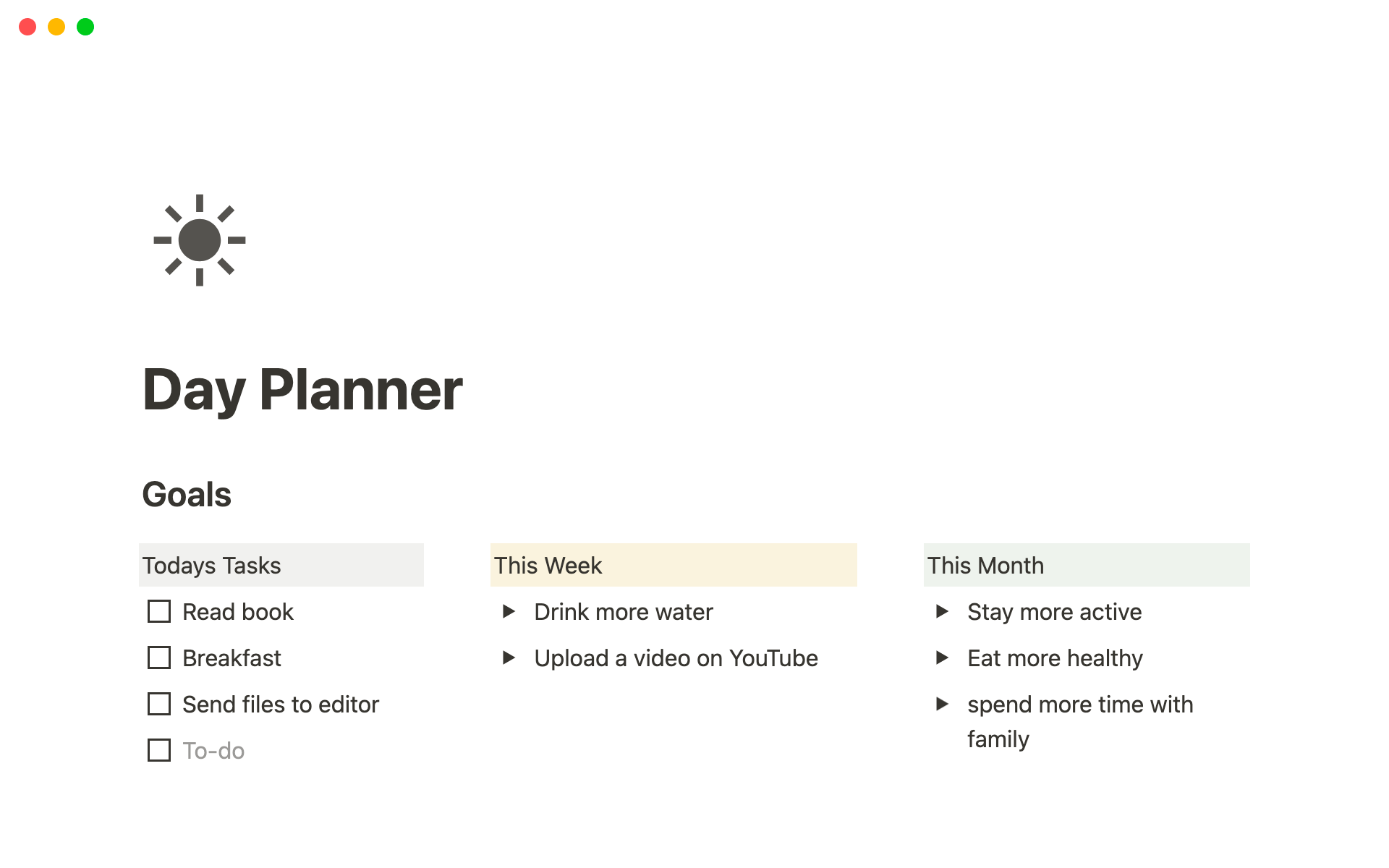 A template preview for Day Planner