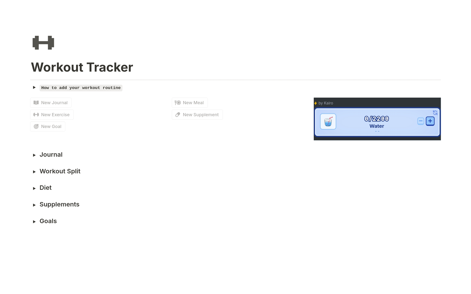 Workout Tracker Notion Template
