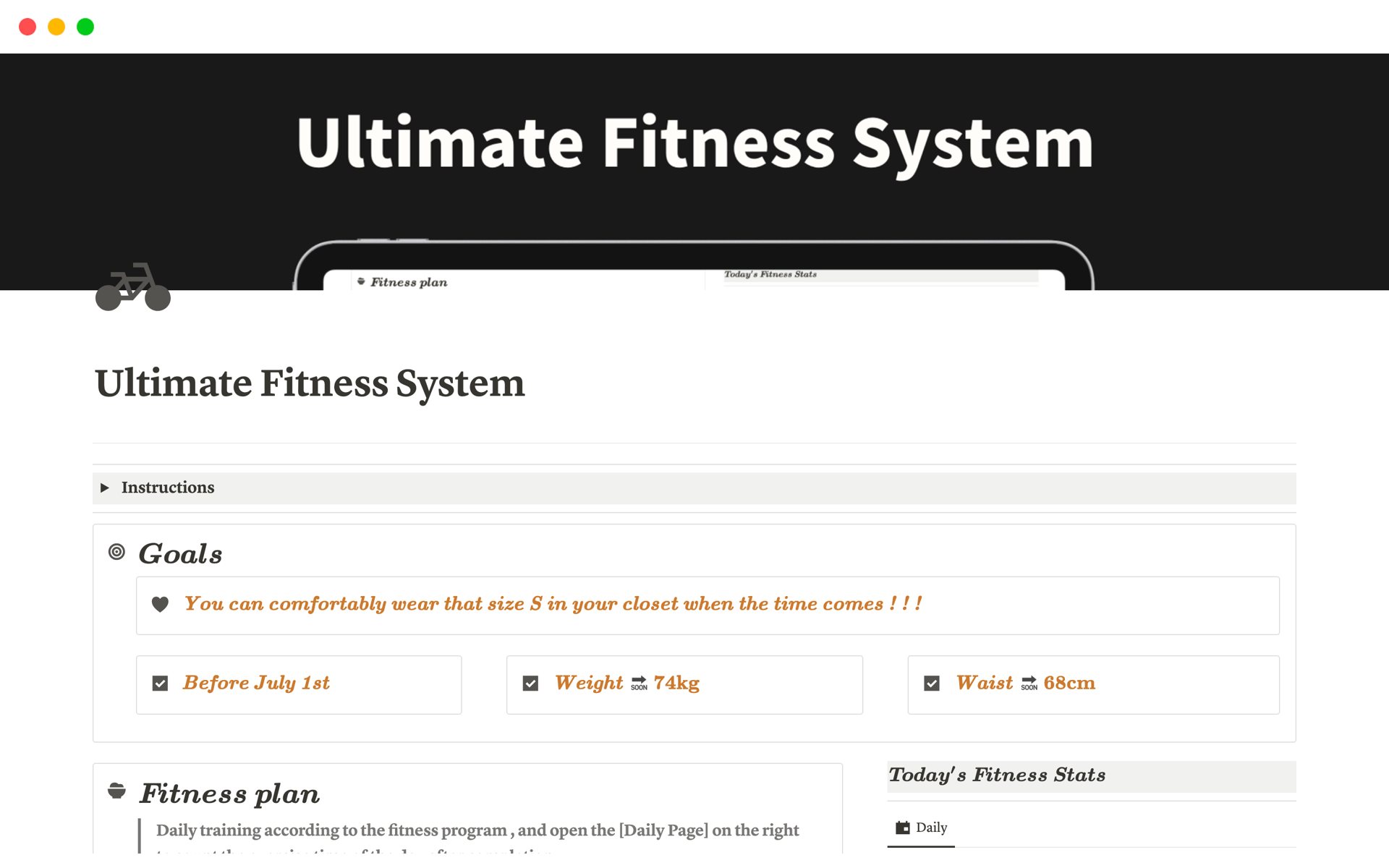 A template preview for Ultimate Fitness System