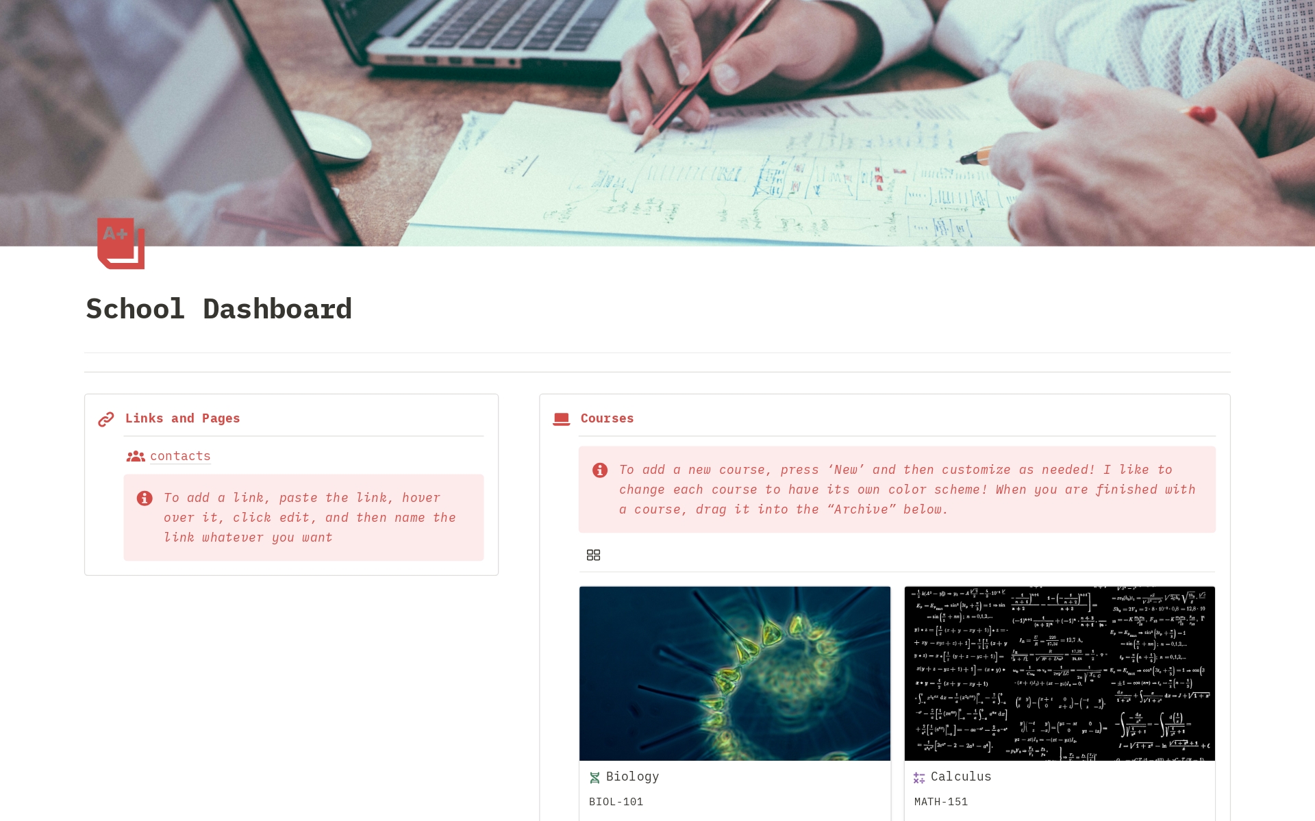 School Dashboard Template Notion Marketplace