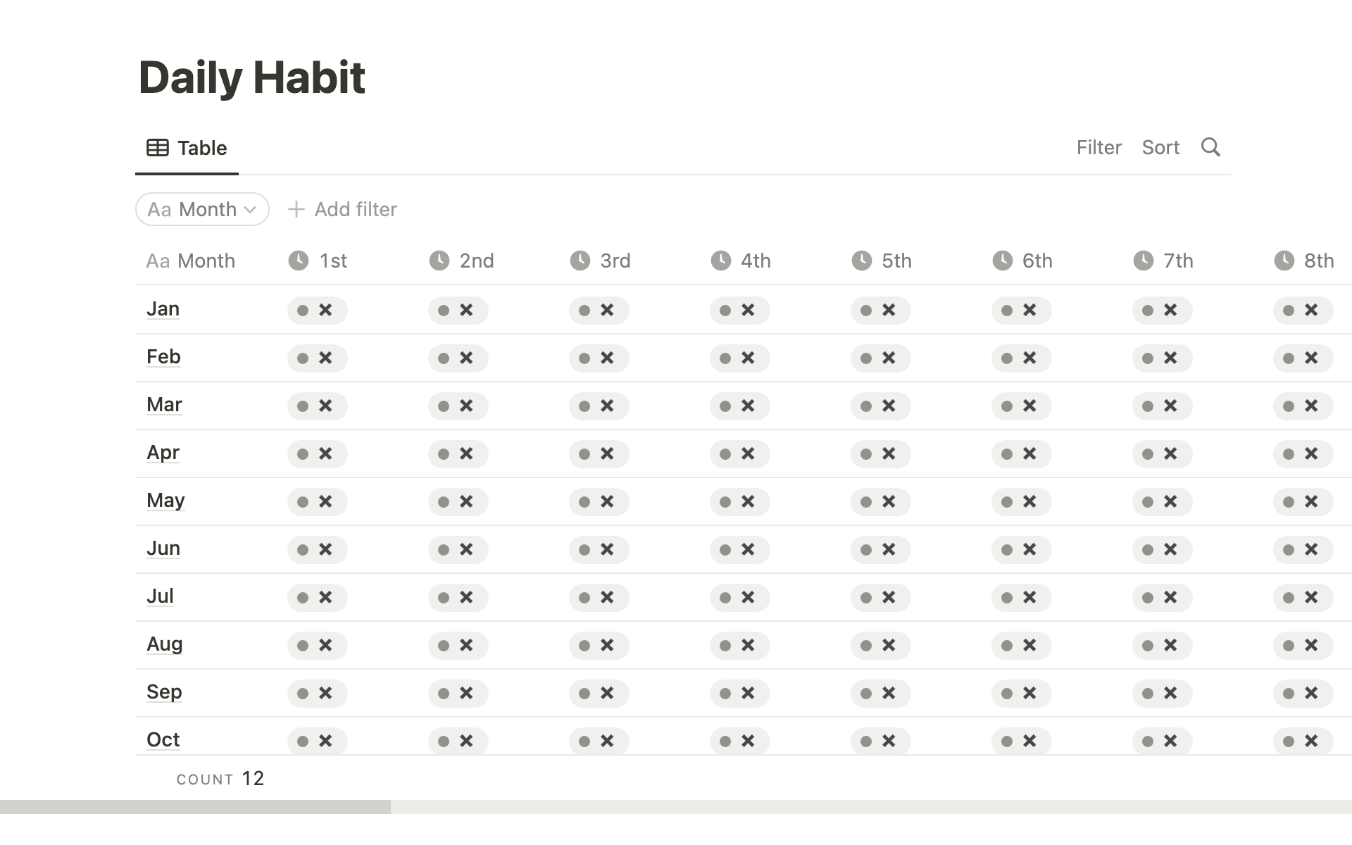 A template preview for Annual Habit Tracker