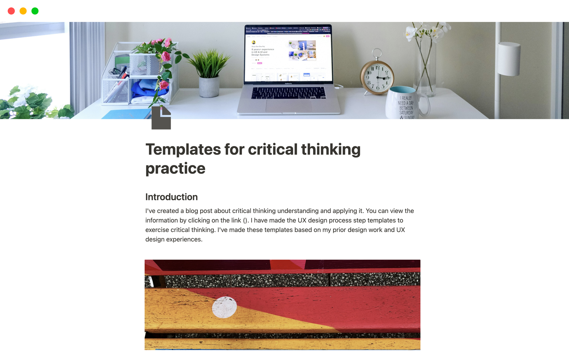 A template preview for Critical thinking in UX