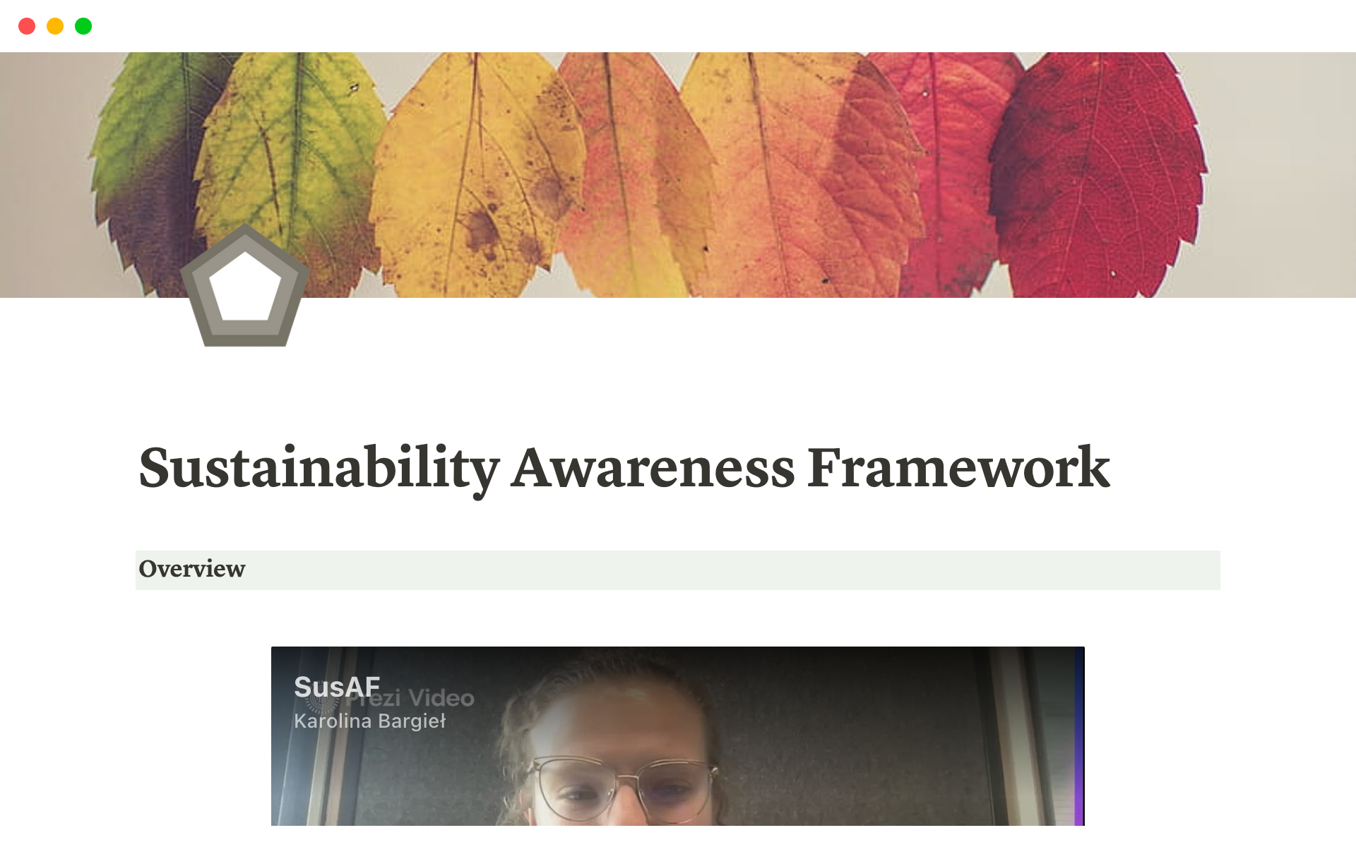 A template preview for Sustainability Awareness Framework in ICT