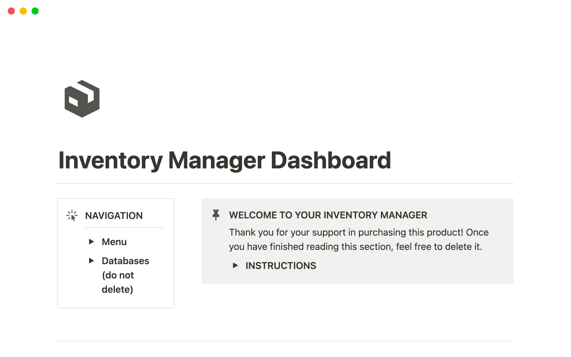 Inventory Manager Notion Template