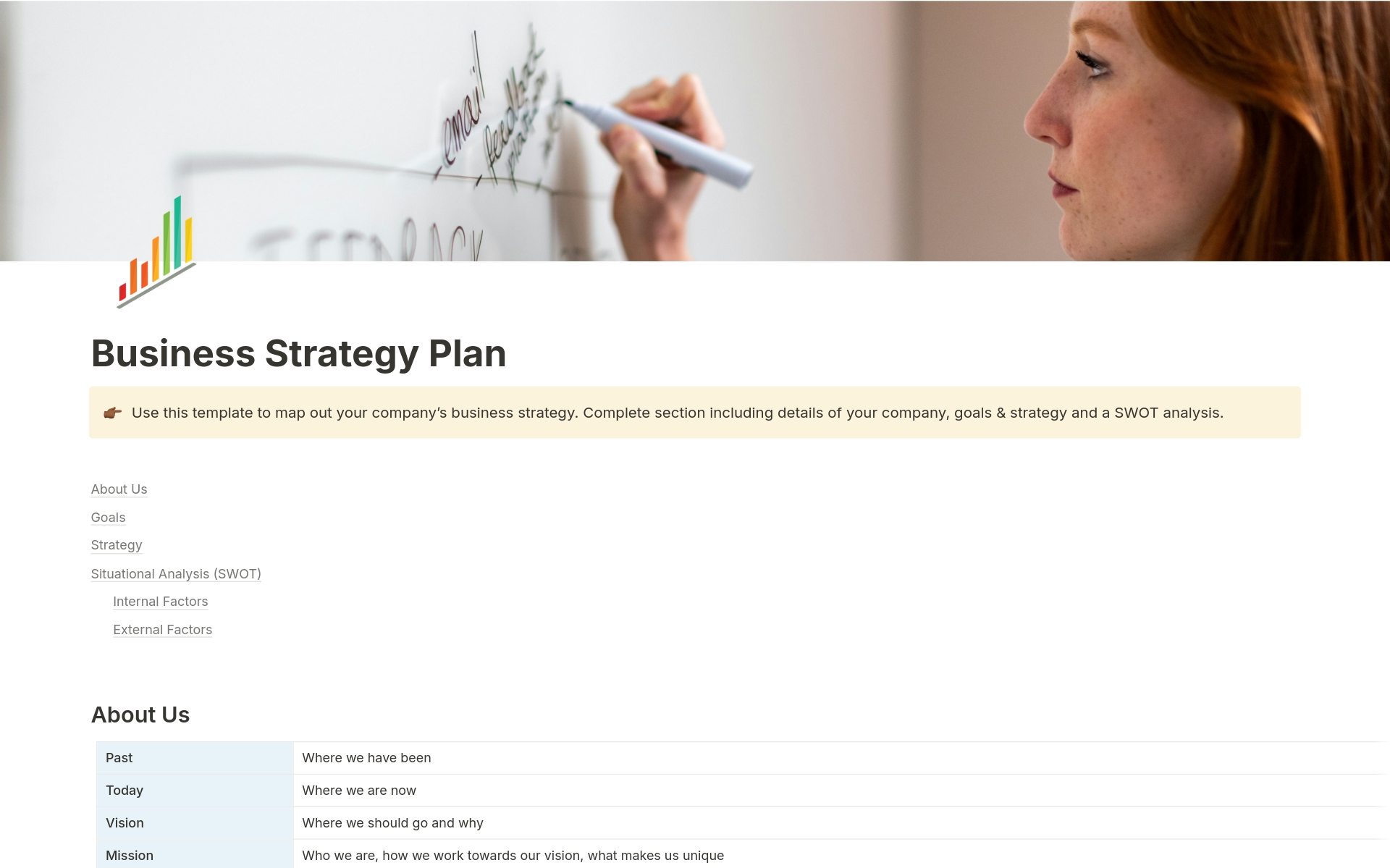 Business Strategy Planのテンプレートのプレビュー