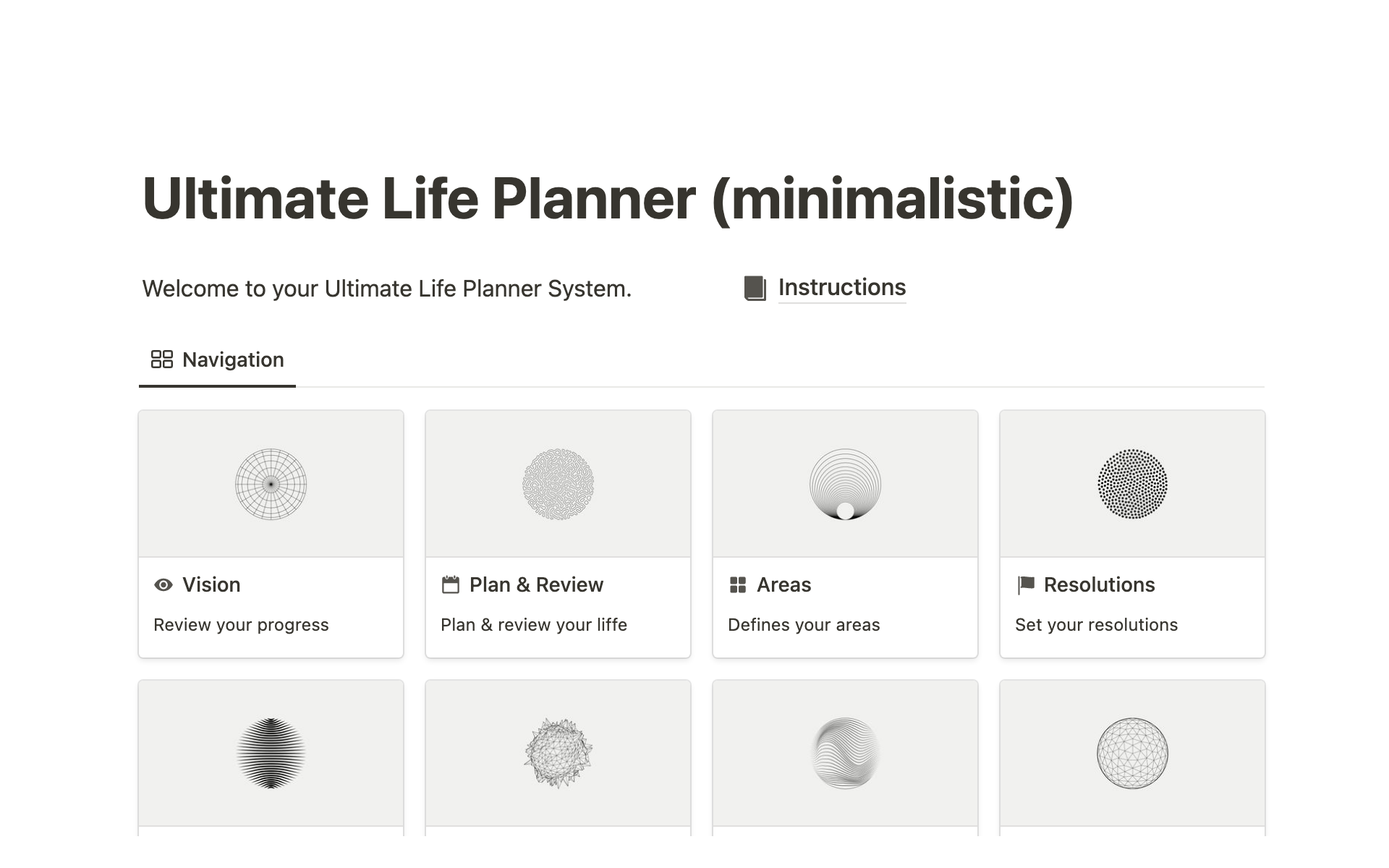 Notion Ultimate Life Plannerのテンプレートのプレビュー