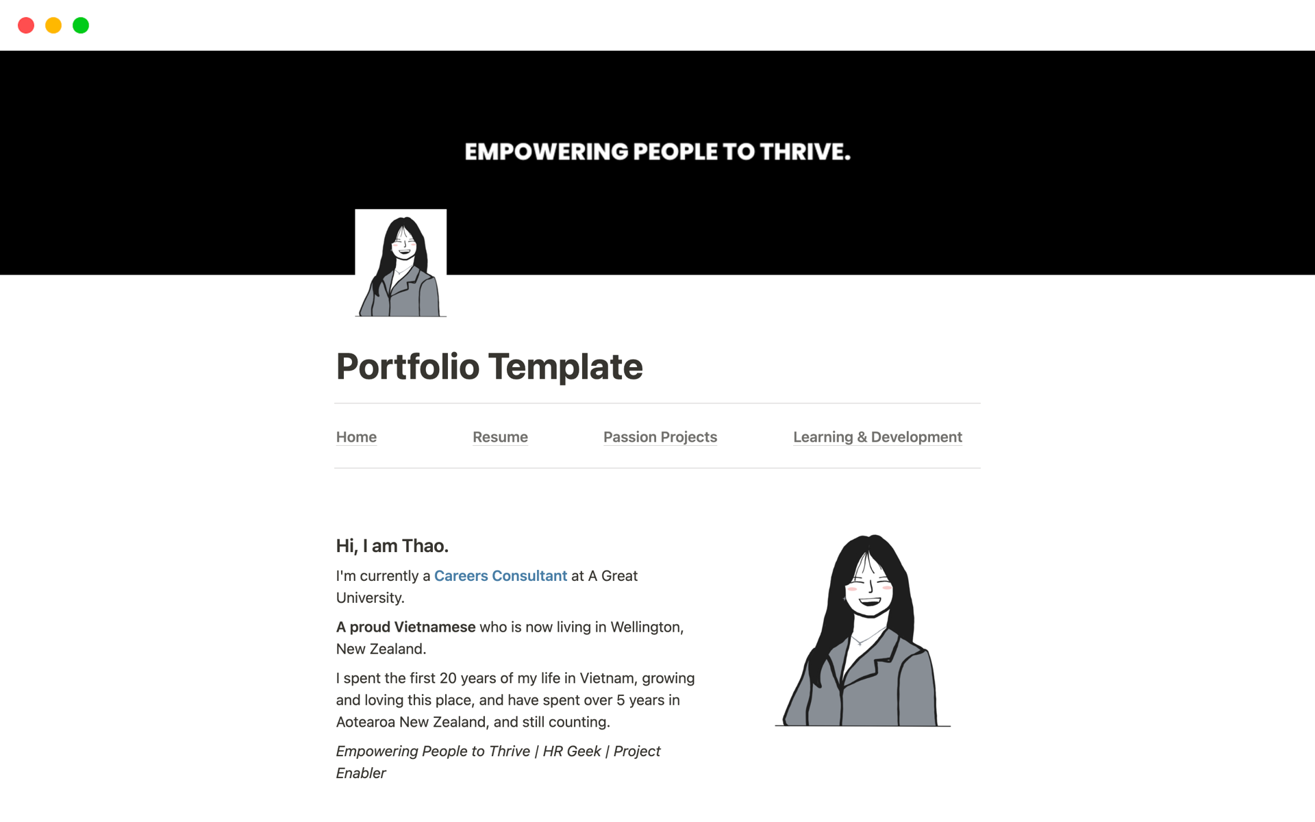 A template preview for Personal Portfolio