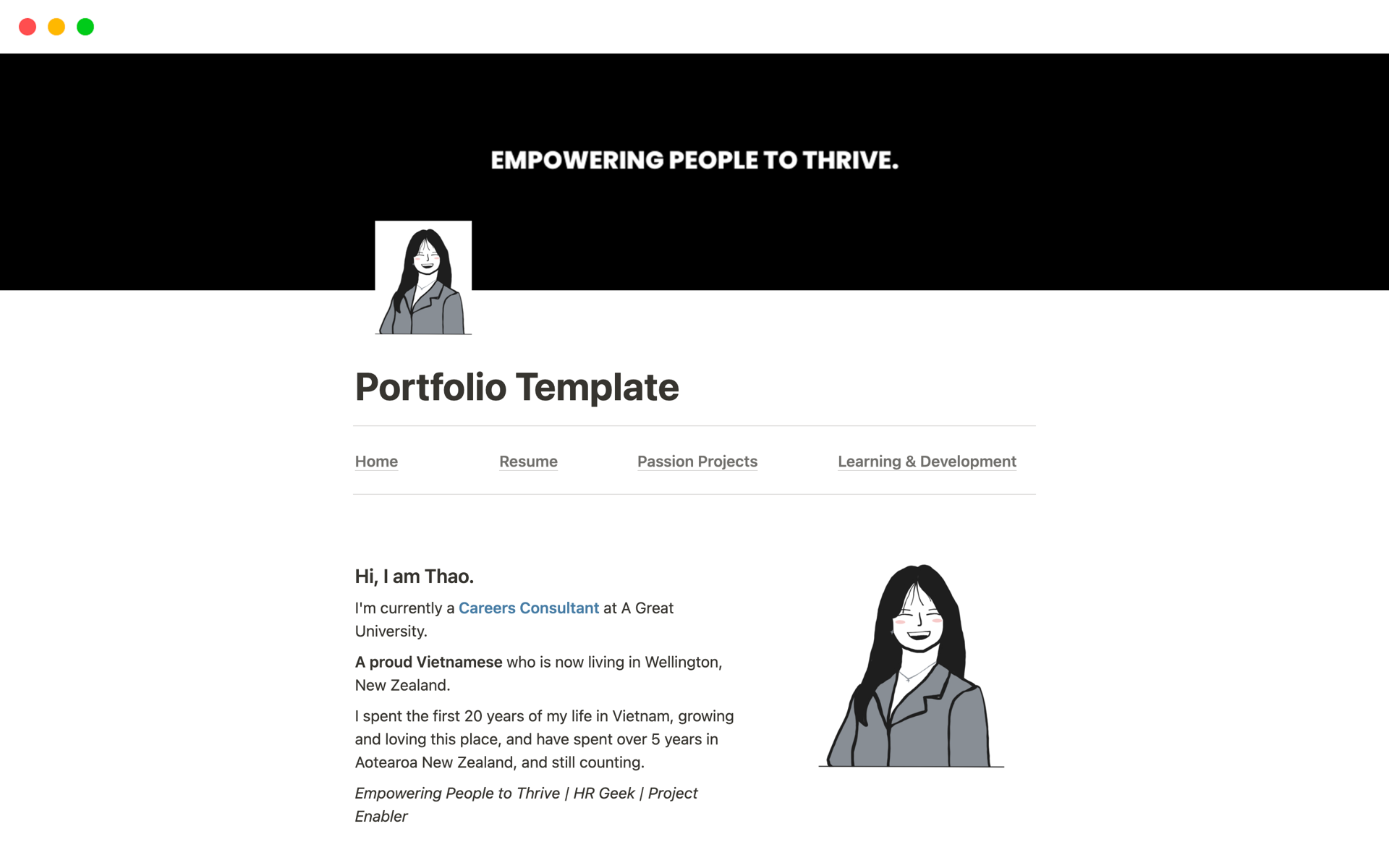 Personal Portfolio By Thao Vo Notion Template