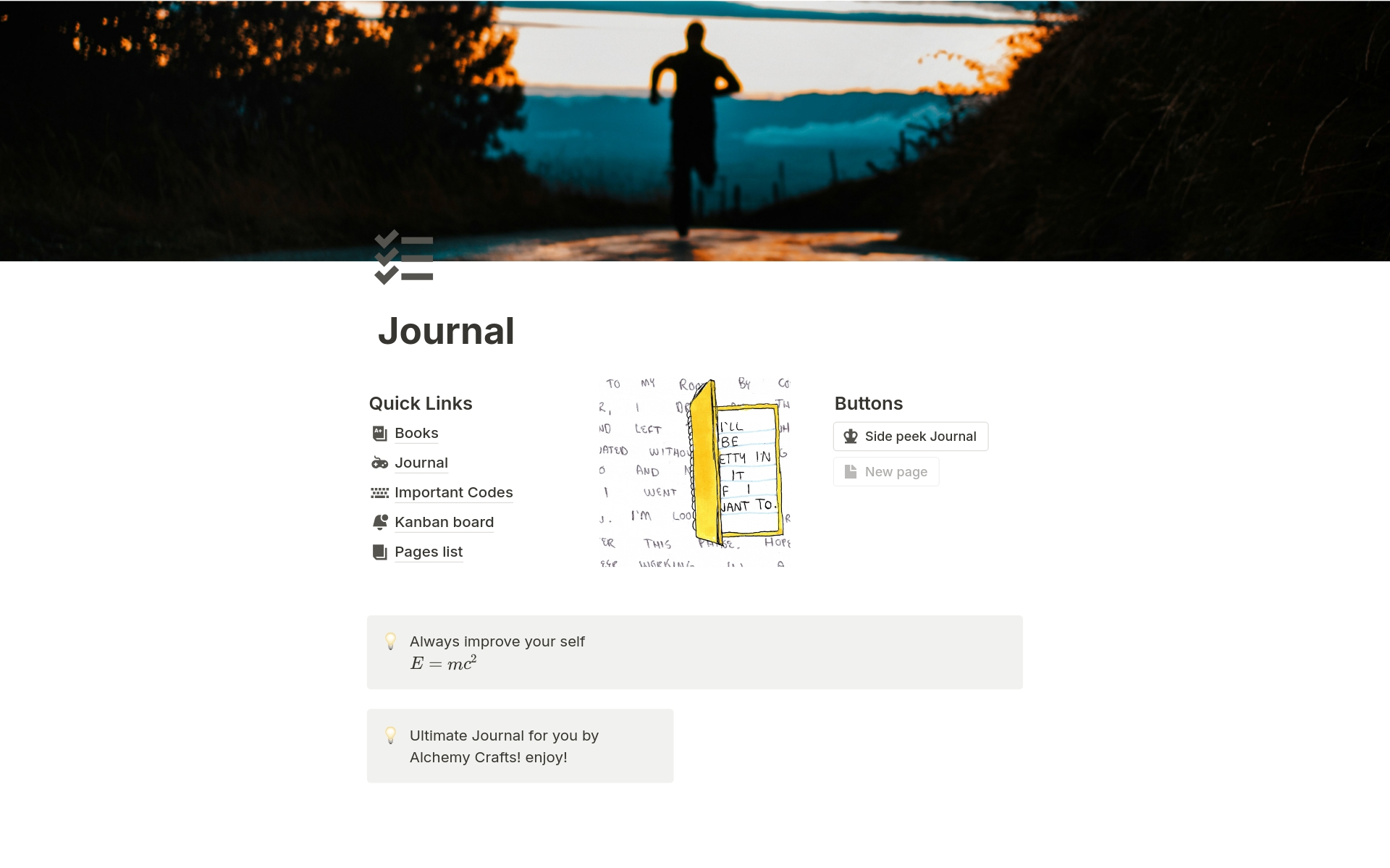 Journal for your development with different flavours included this page consists of Books tracker for the professional readers who want to track their learning process , kanban for business, Important code tab, pages for you wild ideas and journal with its own template inside! AC