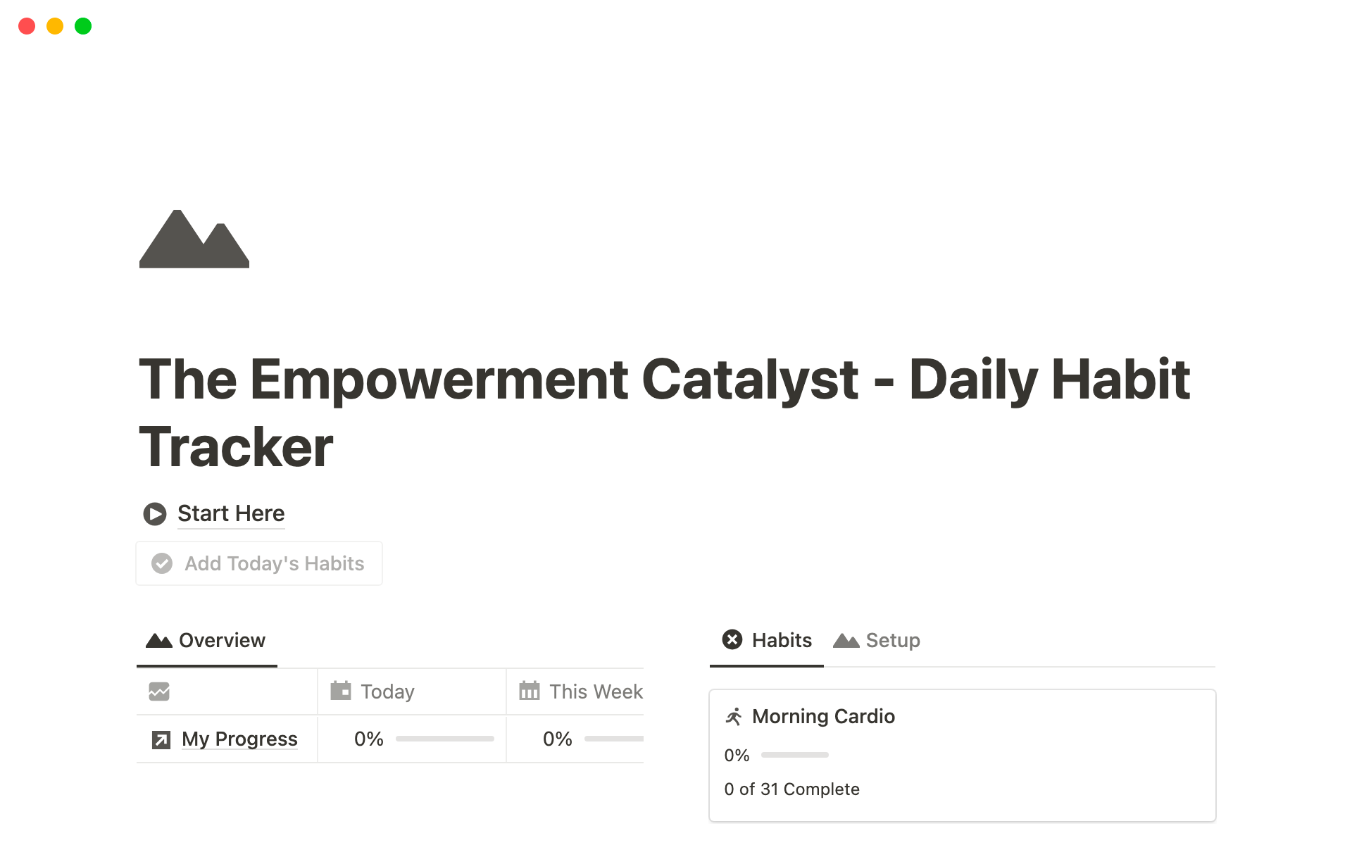 A template preview for The Empowerment Catalyst - Habit Tracker
