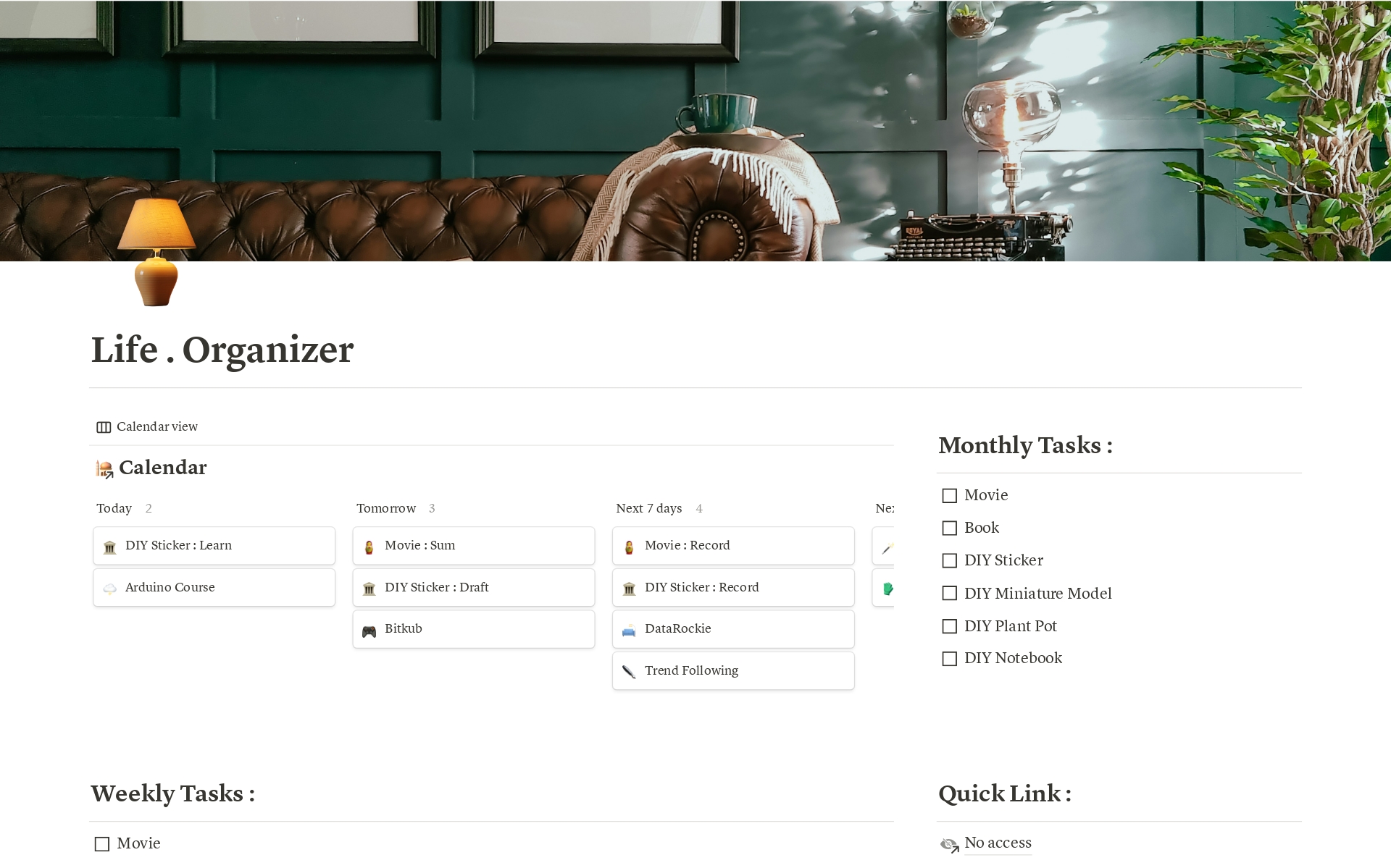 A template preview for Project Management Workspace