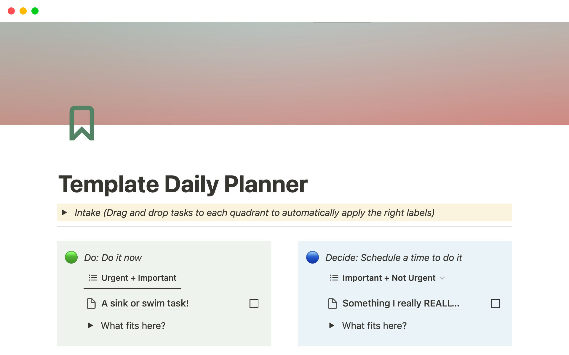 An implementation of the Eisenhower matrix method for tasks management