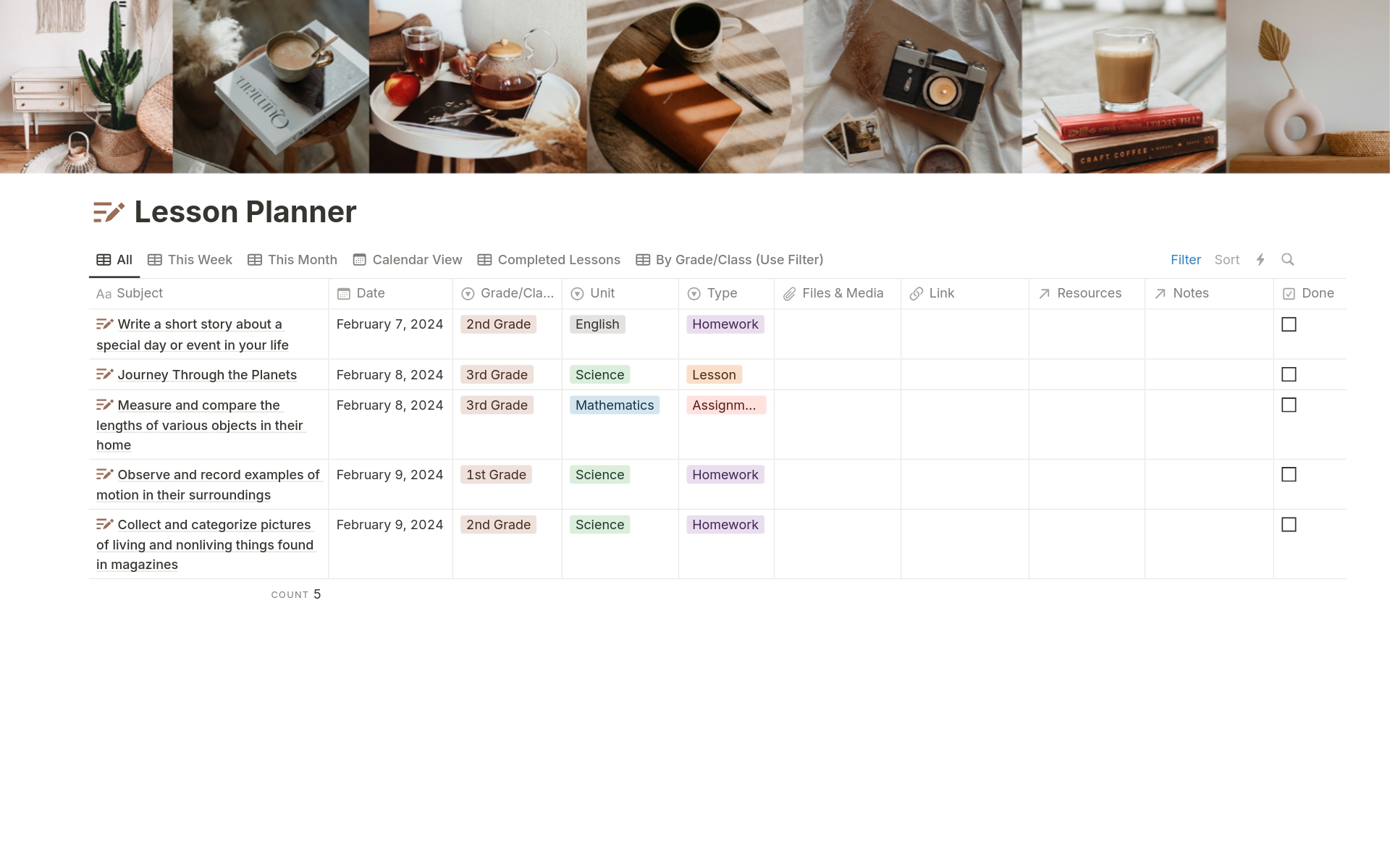 Organize your teaching journey effortlessly with our Aesthetic Notion Teacher Planner Template. Elevate lesson planning and class management seamlessly. Unlock your productivity today!