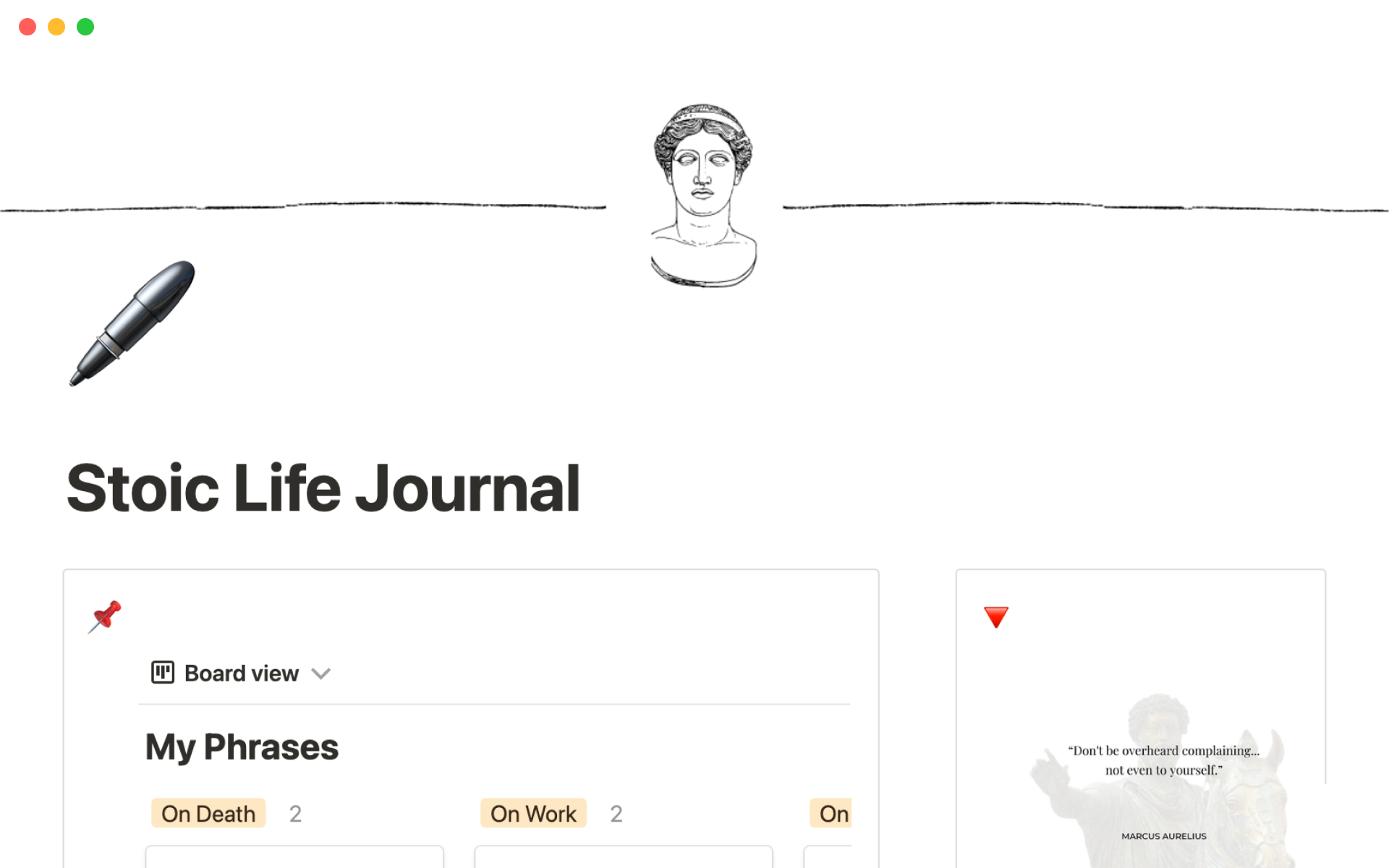 Aperçu du modèle de Stoic Life Journal 2.0