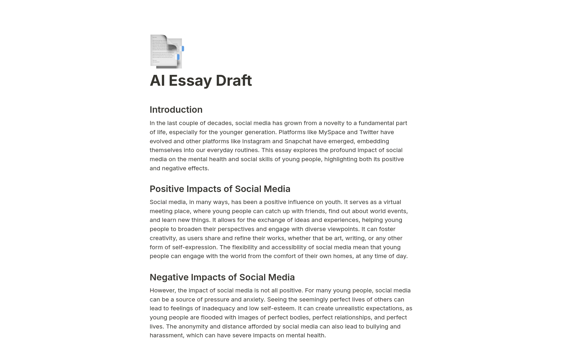 Wave goodbye to the dread of the blank page and the frustration of writer's block with this AI Essay Draft Template. Designed to seamlessly integrate  Notion AI into your essay writing process, this template is the ultimate tool for students, researchers, and professionals alike.