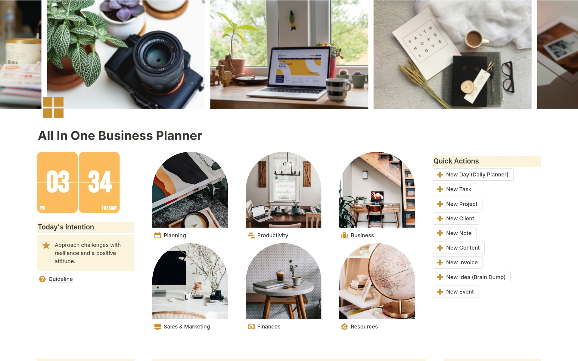 A template preview for All In One Business Planner and Project Management