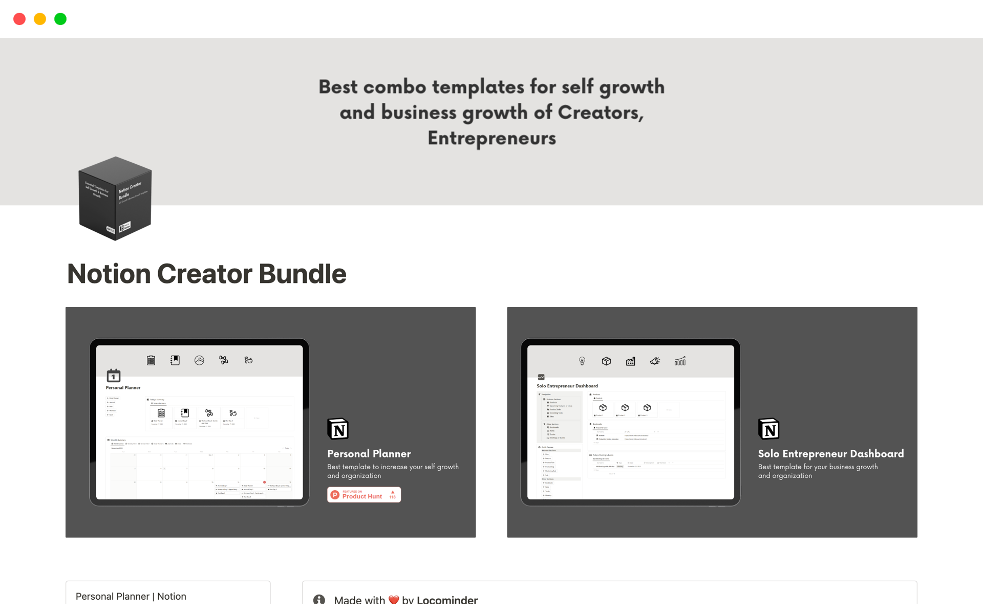 A template preview for Creator Bundle