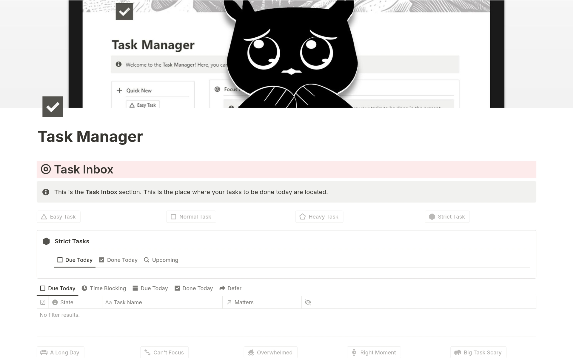 A template preview for Task Manager