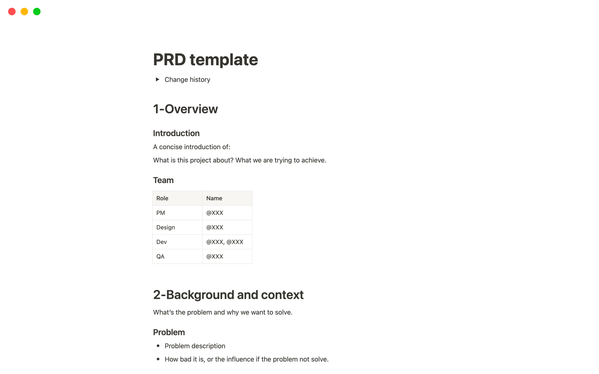PRD Template Template By Yinan Xu Notion Marketplace