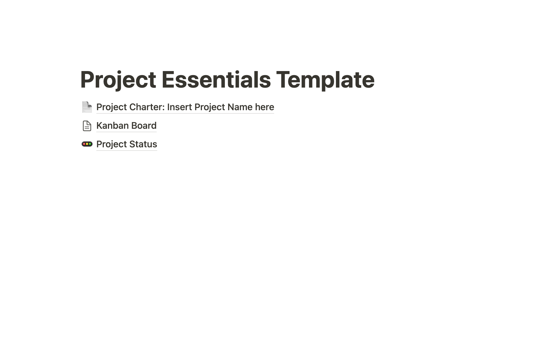 Project Essentialsのテンプレートのプレビュー
