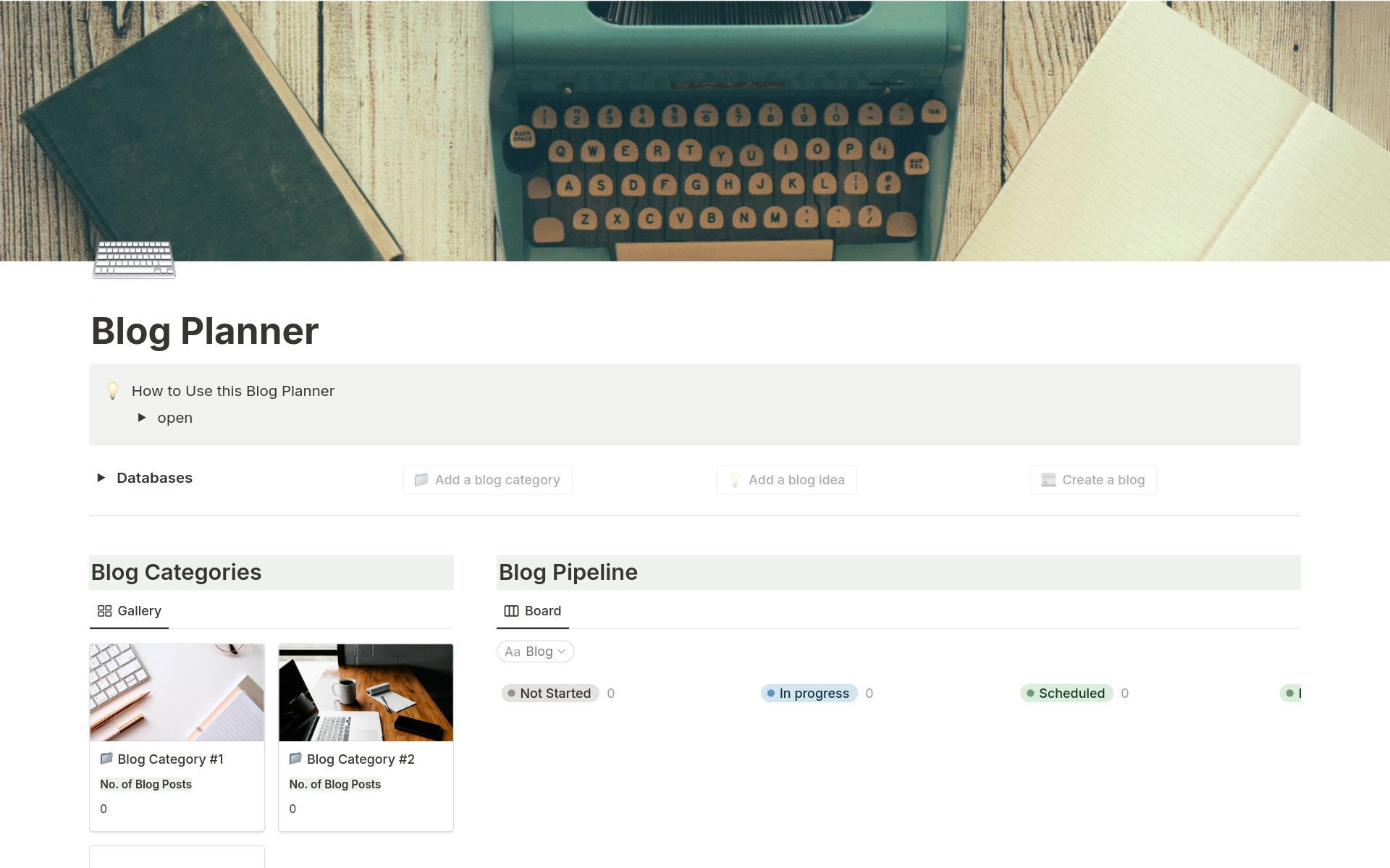 A template preview for Blog Planner - Lite