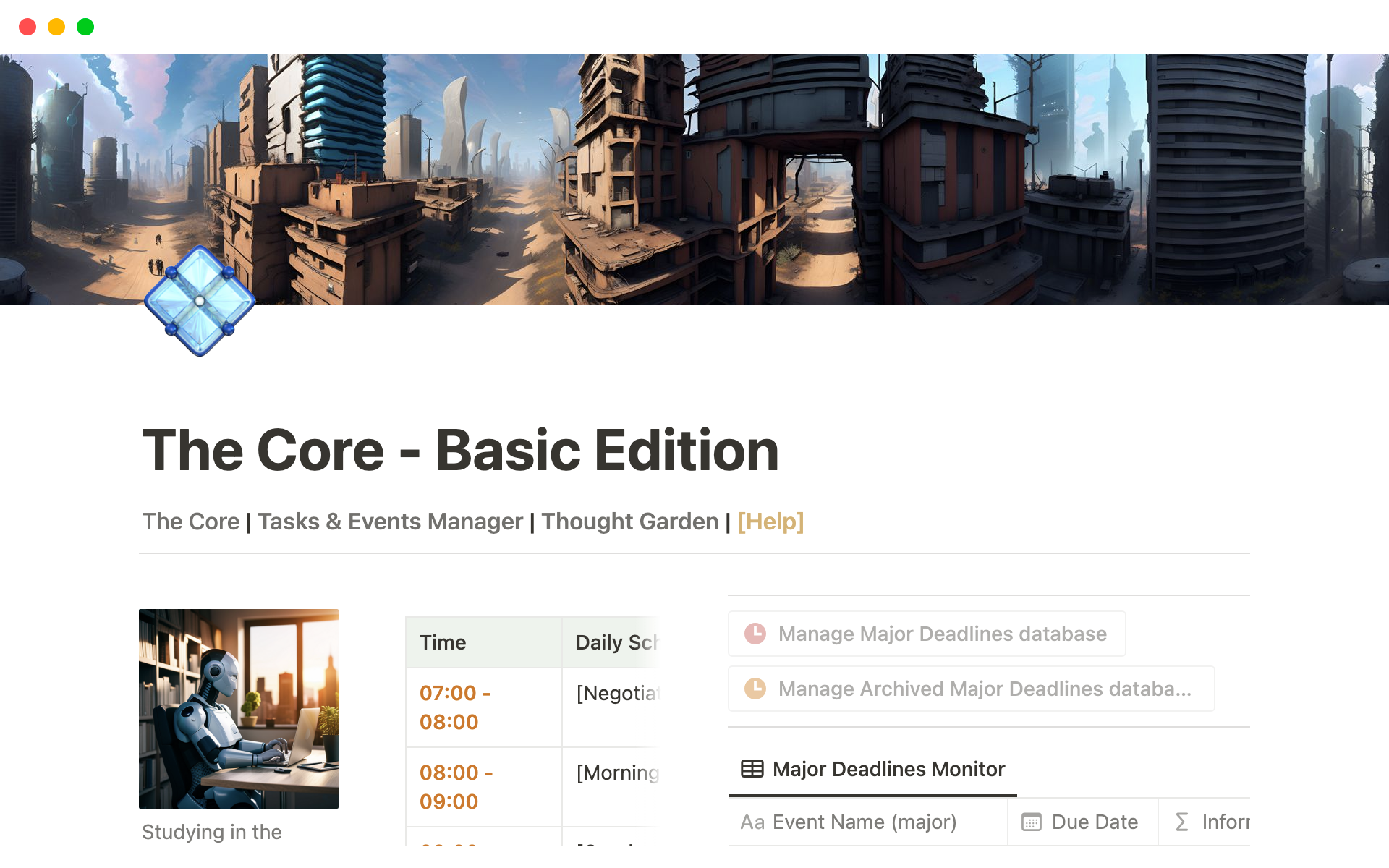 En förhandsgranskning av mallen för The Core - Basic Edition