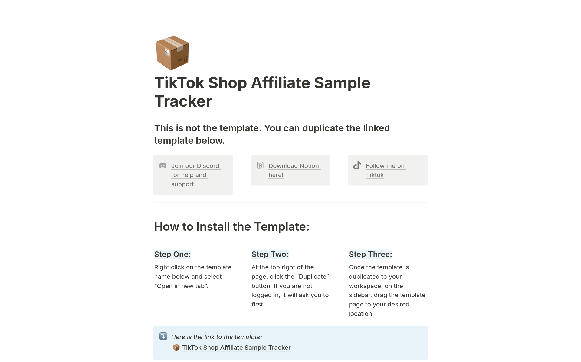A single page Notion template to help you manage your TikTok Shop Samples and keep track of content required for the samples.