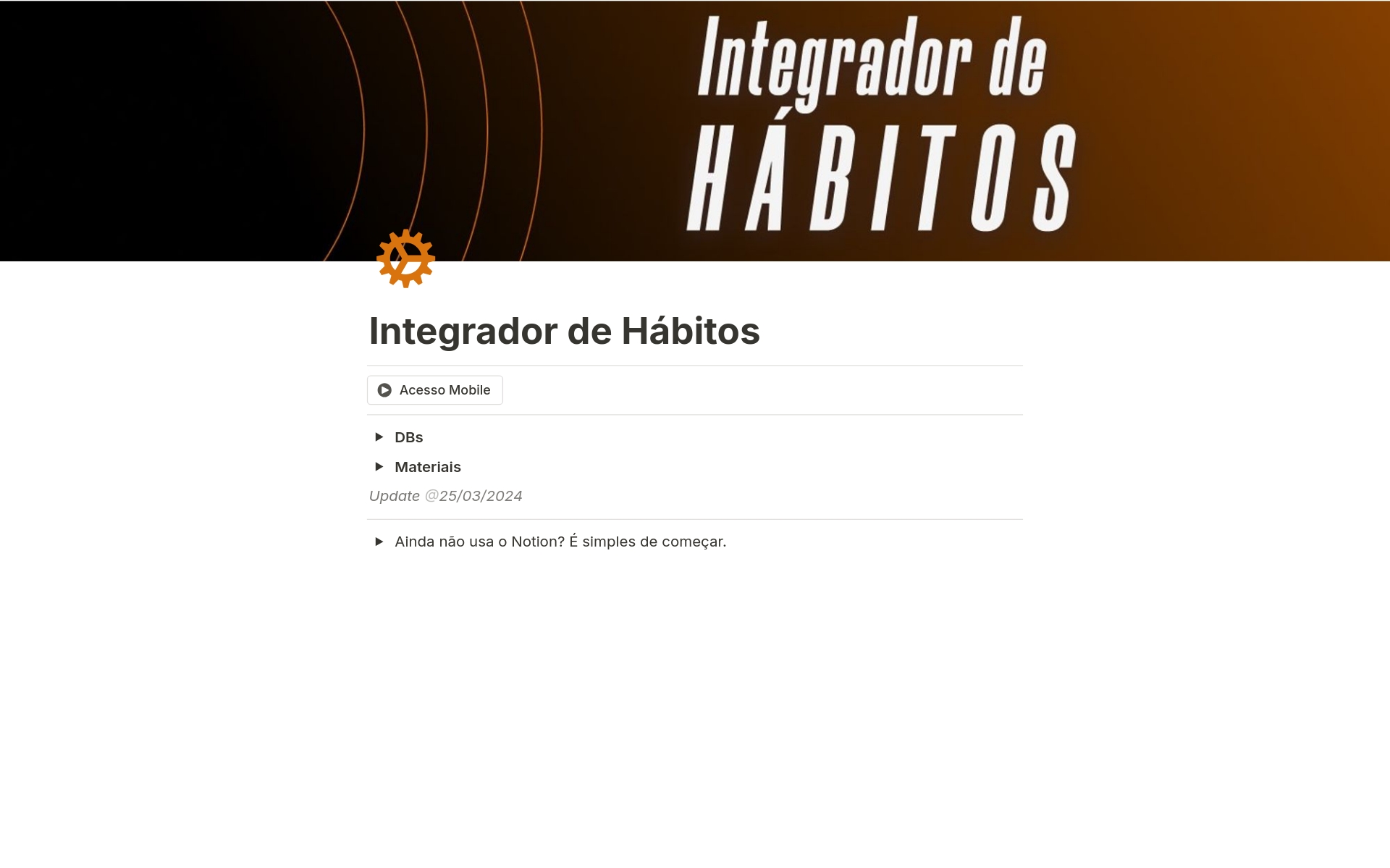 A template preview for Integrador de Hábitos