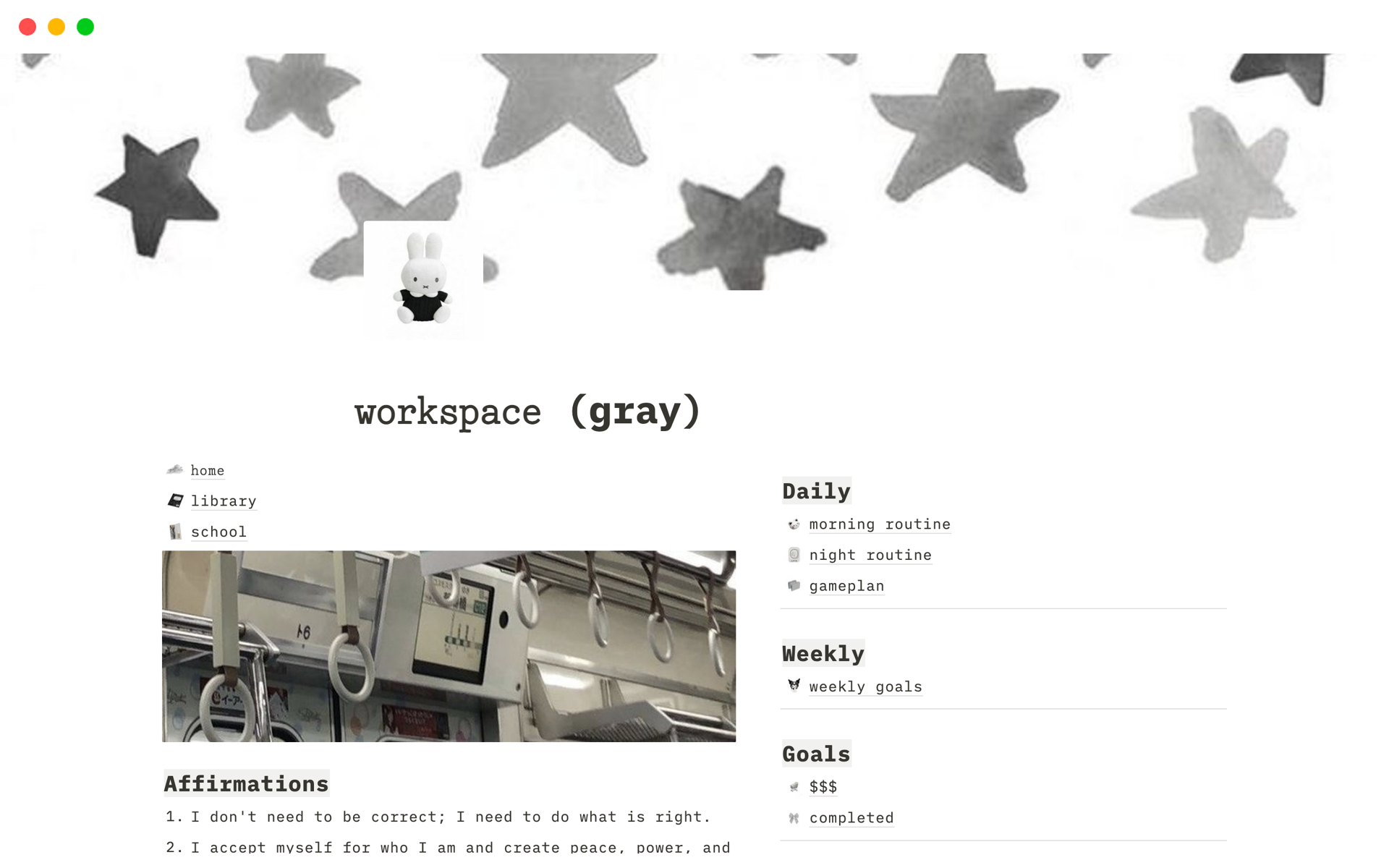 A template preview for workspace (gray)