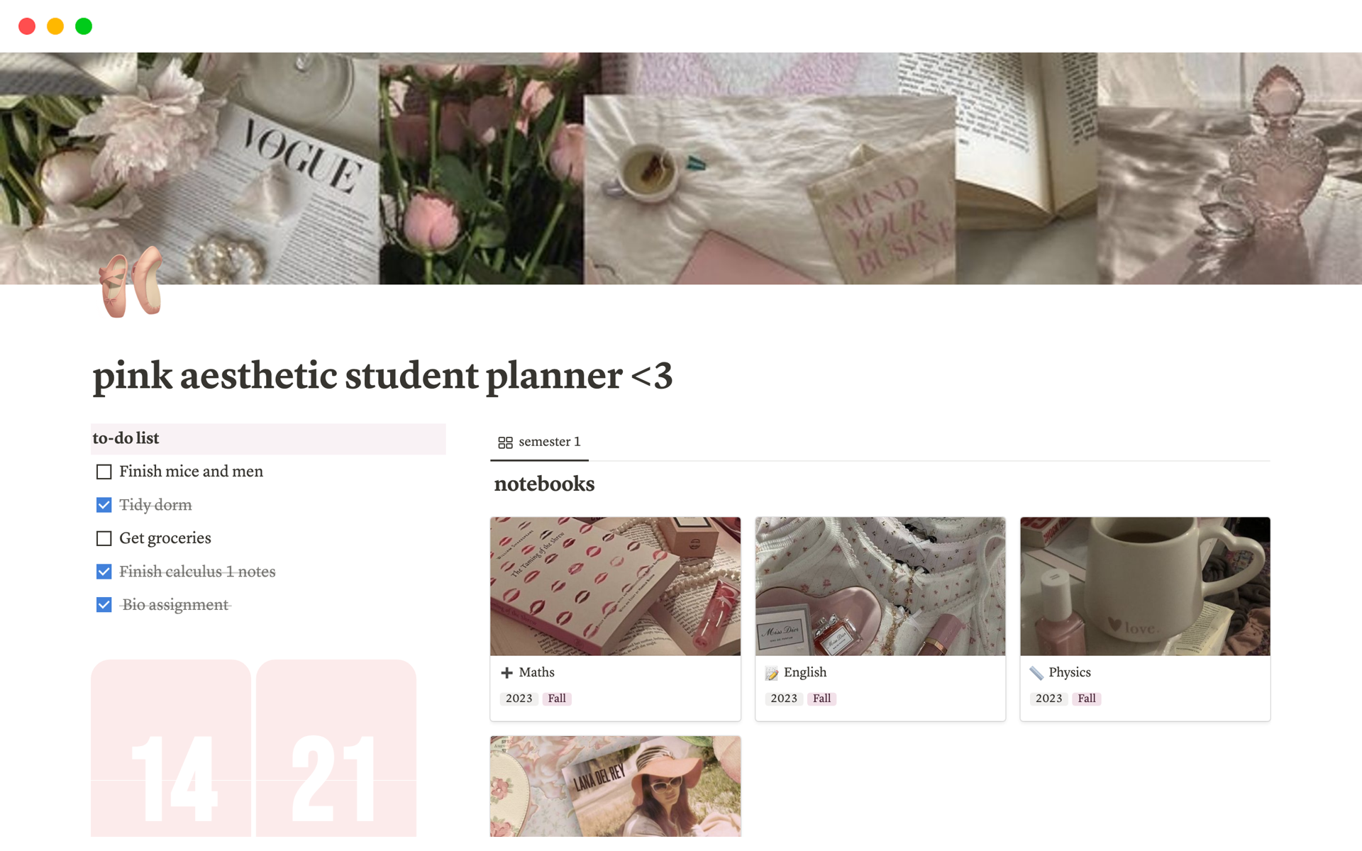 Pink coquette aesthetic student planner님의 템플릿 미리보기