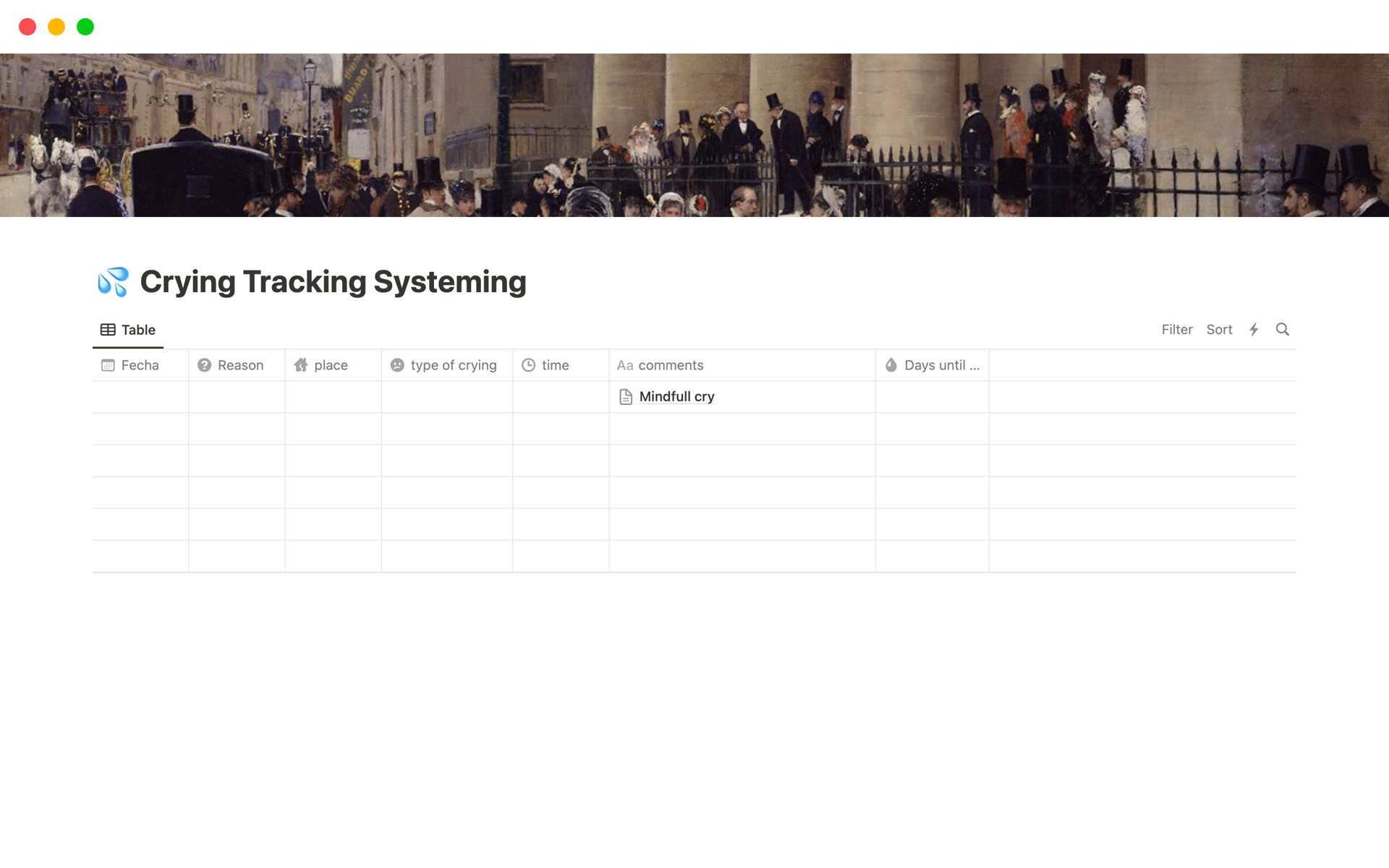A template preview for Crying Tracking Systeming