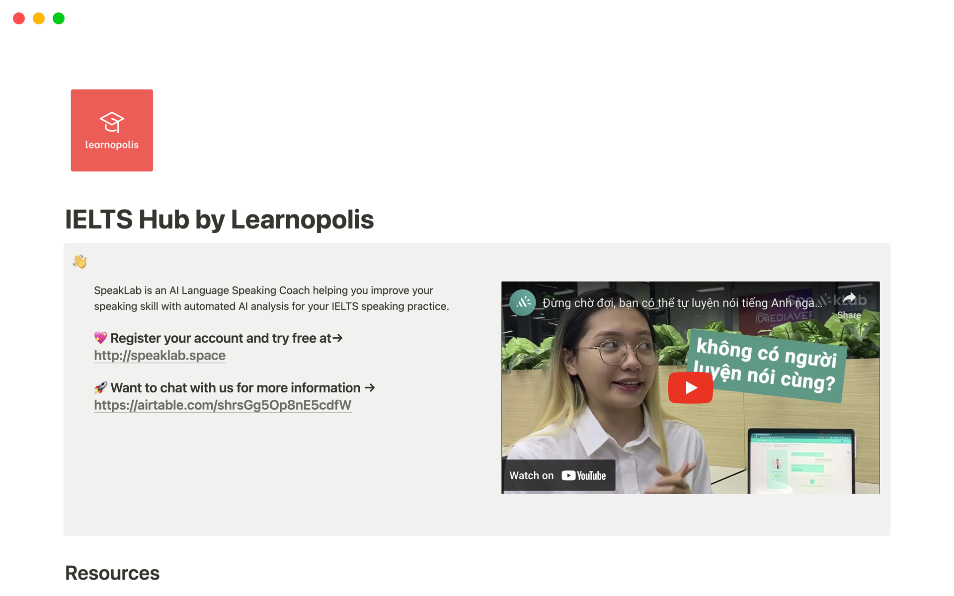 A template preview for IELTS Hub by Learnopolis