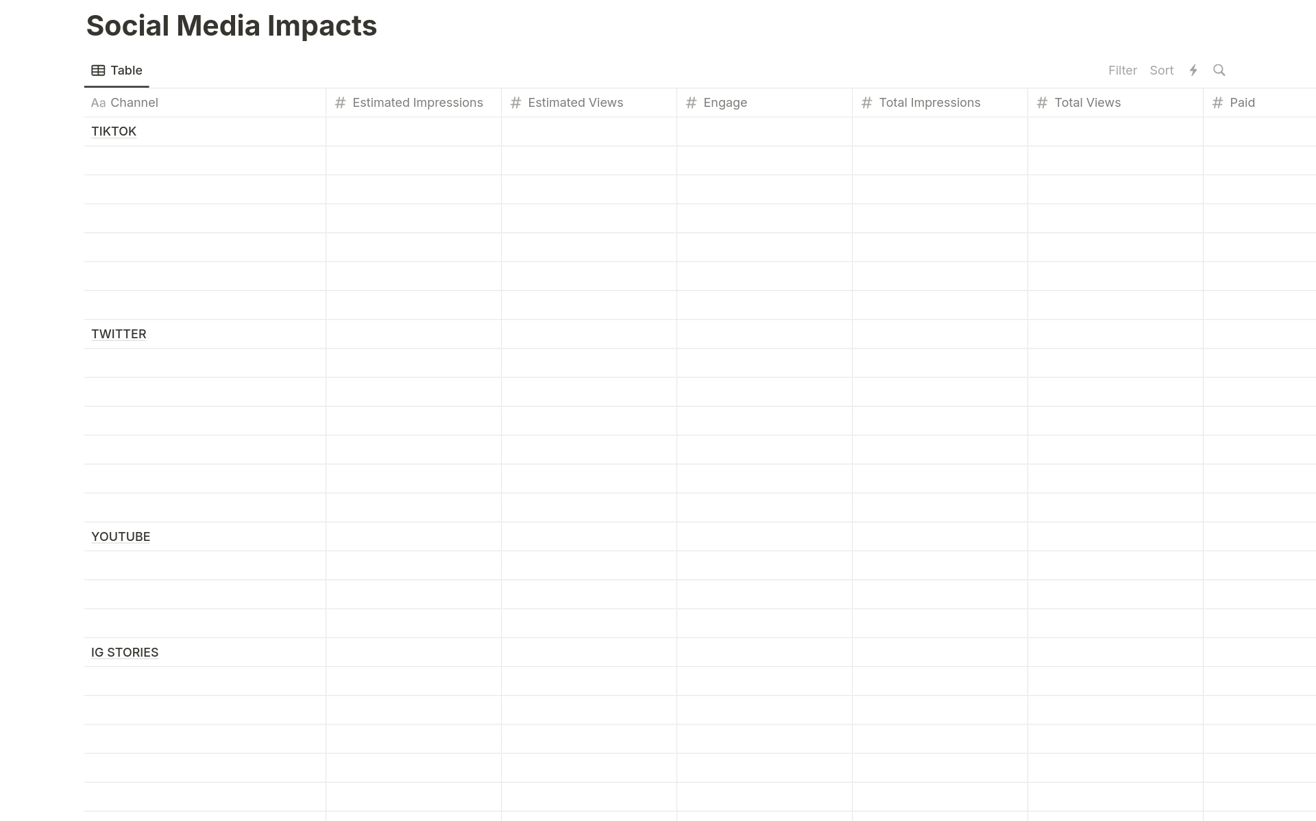 A template preview for Social Media Impacts