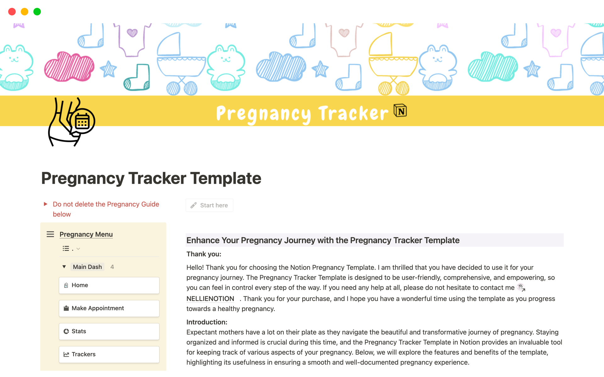 Eine Vorlagenvorschau für Pregnancy Tracker Template