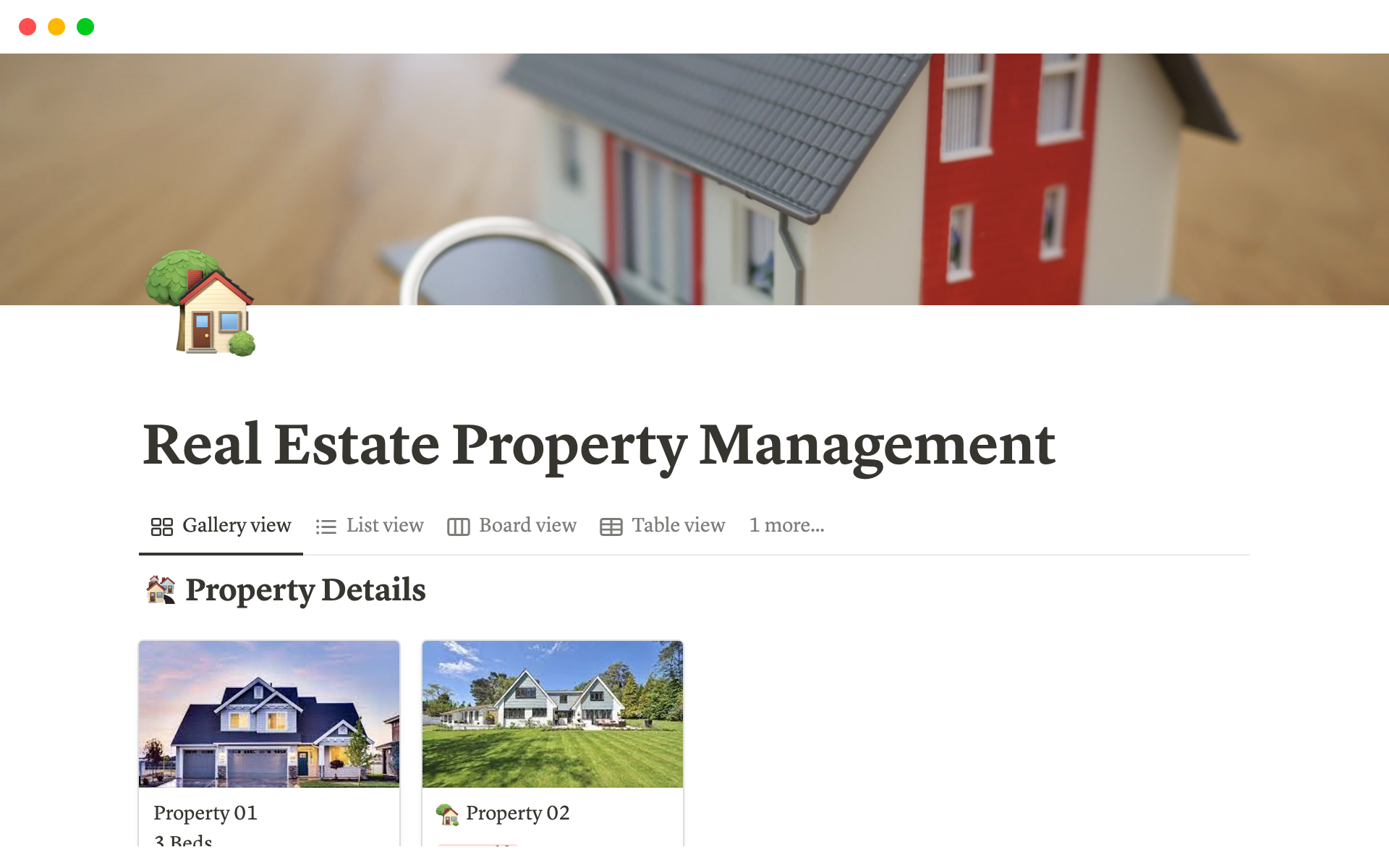 Aperçu du modèle de Real Estate Property Management