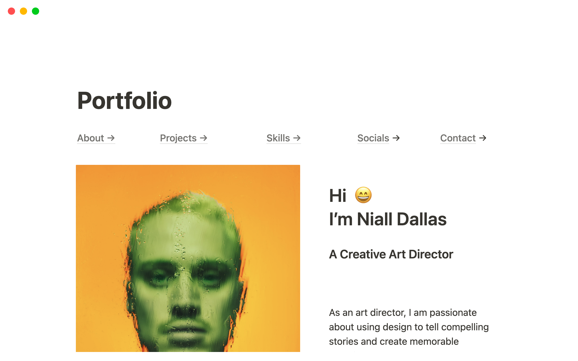 A template preview for Portfolio-Resume-CV