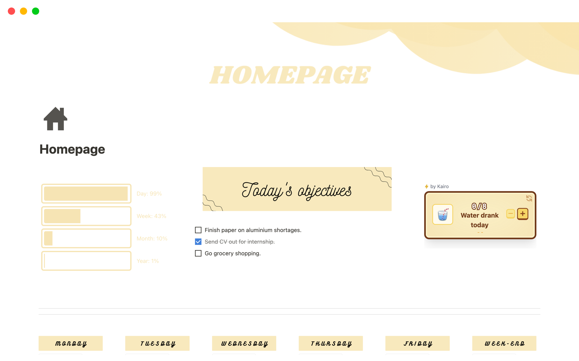 A template preview for Homepage