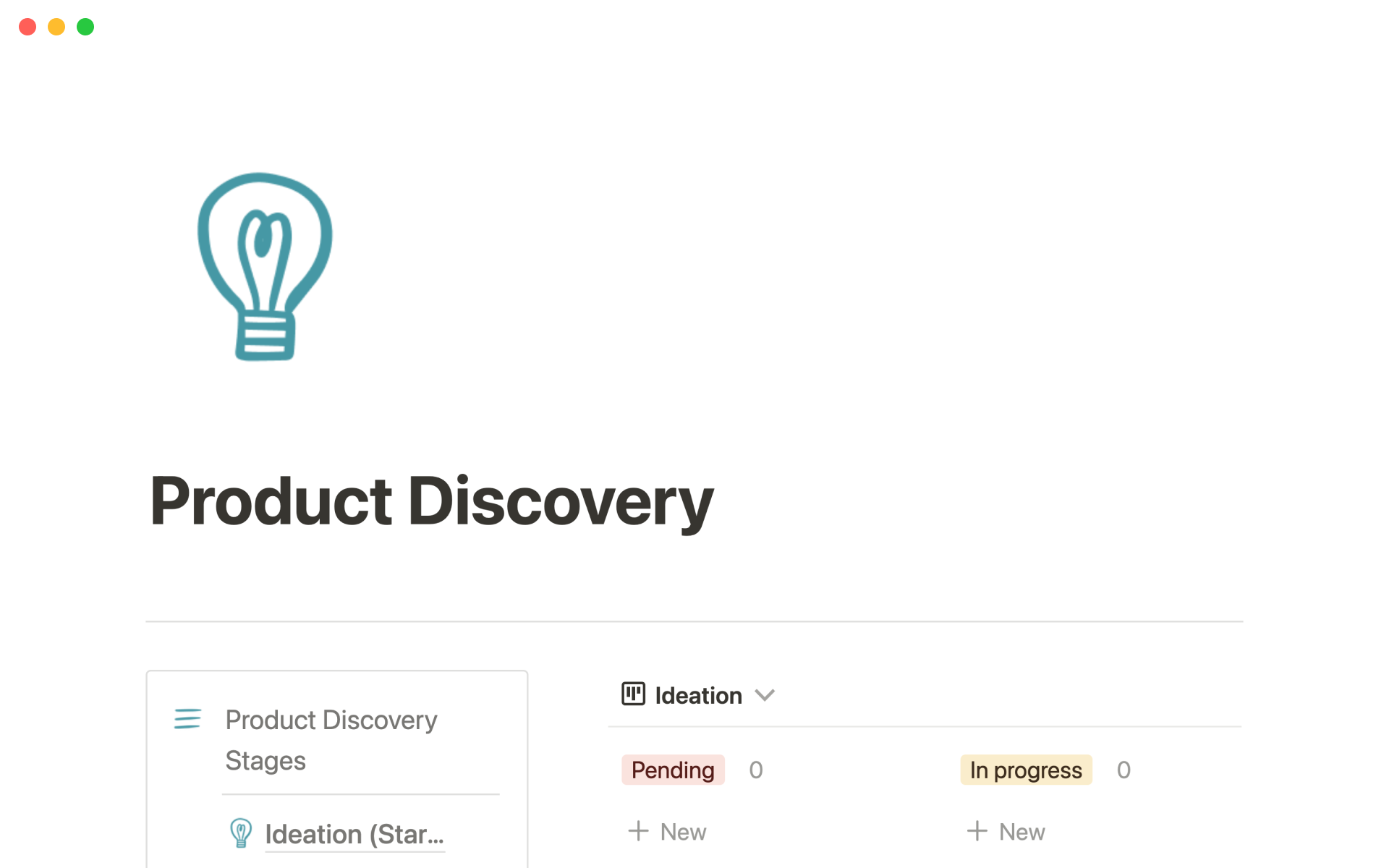 Vista previa de una plantilla para Product discovery system
