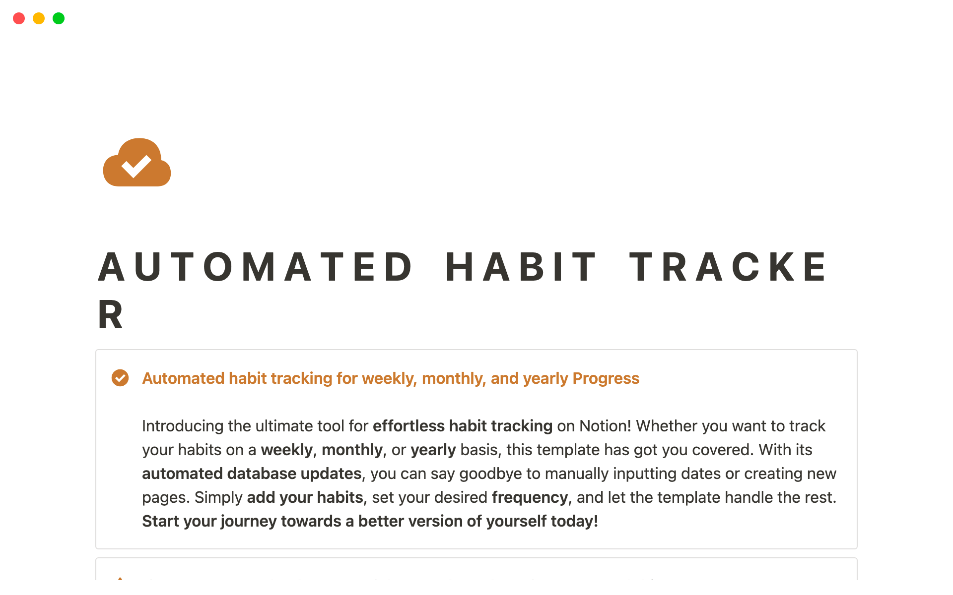 Vista previa de plantilla para Automated Habit Tracker